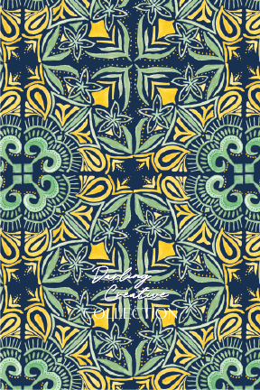 The traveller - yellow and green on navy
