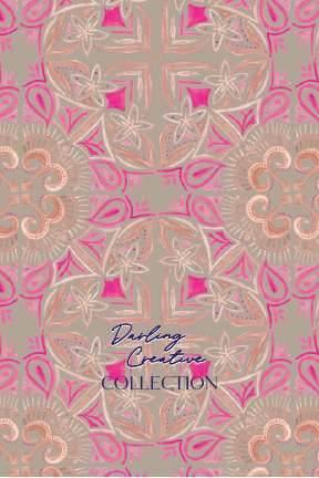 The traveller - orange and pink on dusty pink/grey
