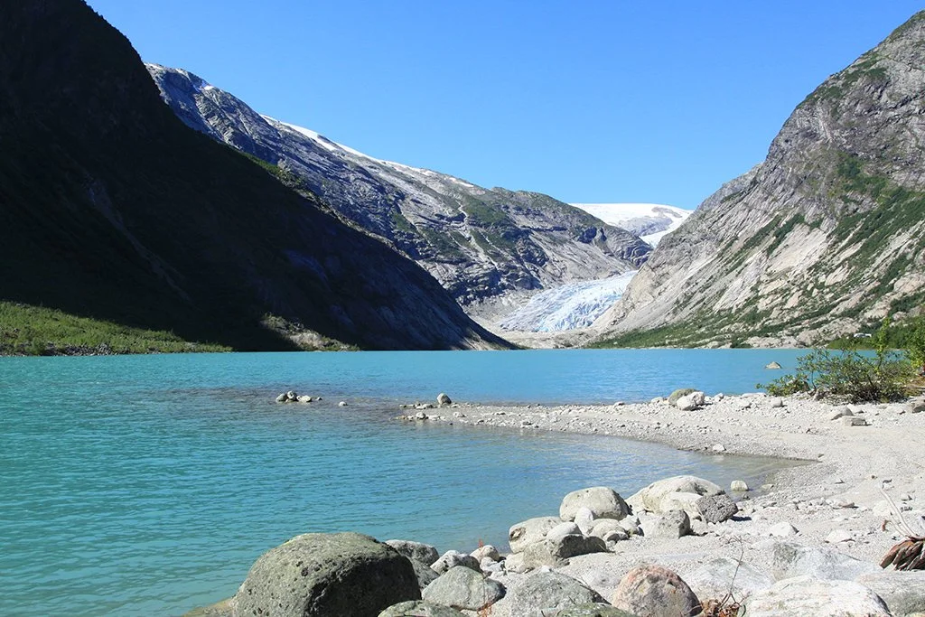 Beautiful Glacier Lake With Glacier In The Background