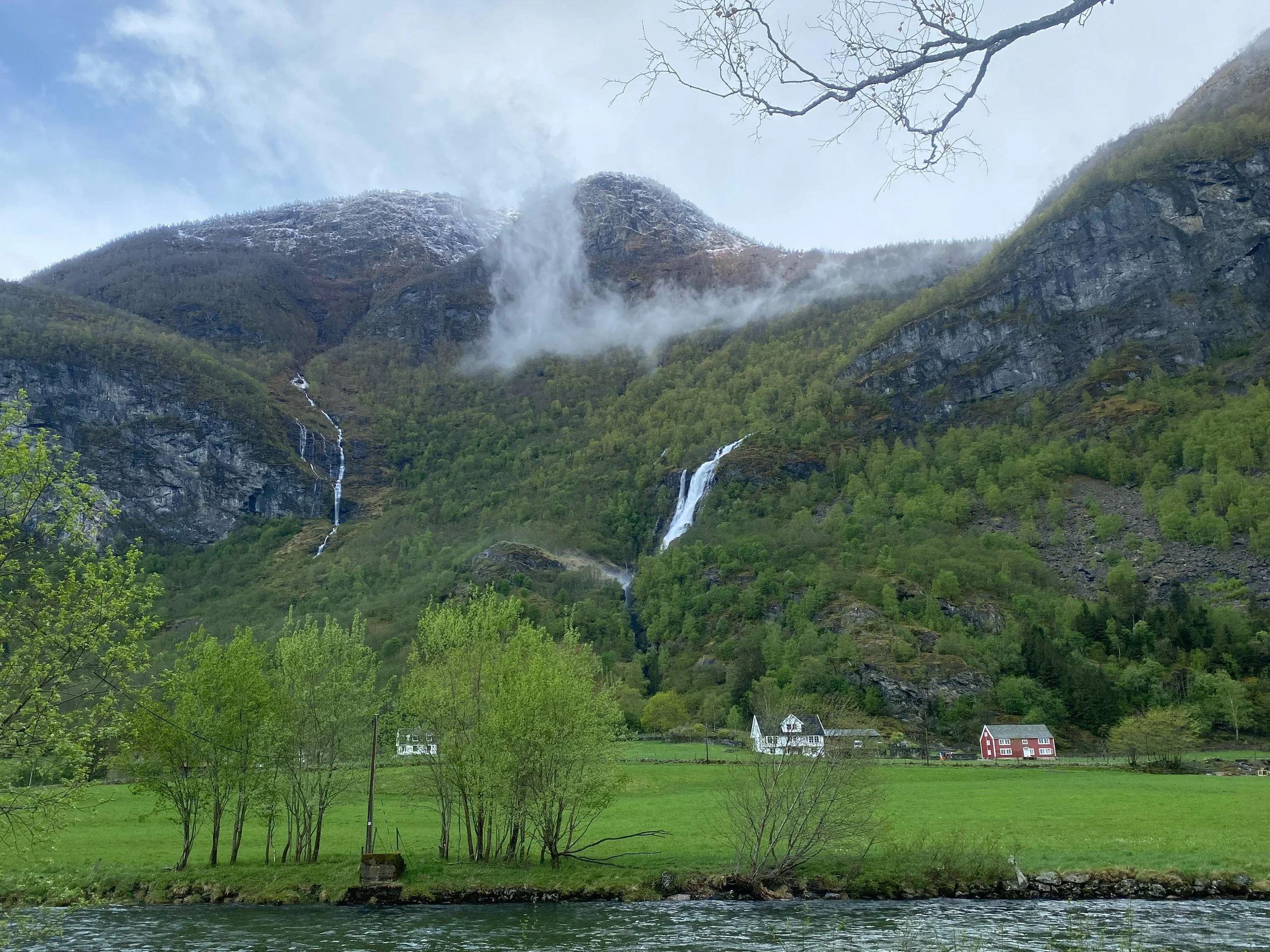Wedding elopement by Brekkefossen Waterfall in Flåm Norway