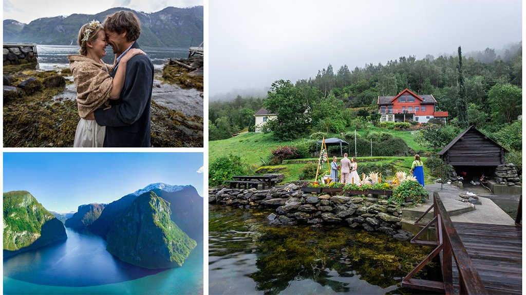 Couple renewing their wedding vows in Norway