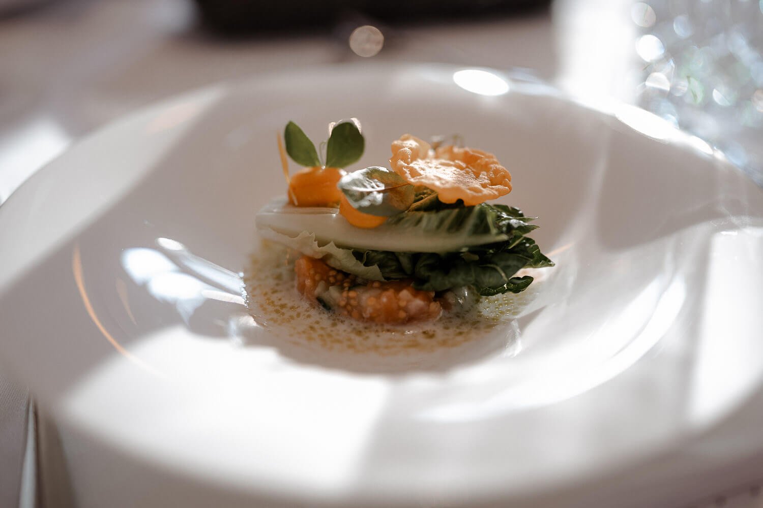 Gourmet-Hochzeitsvorspeise bei Feier im Schloss Hohenkammer.