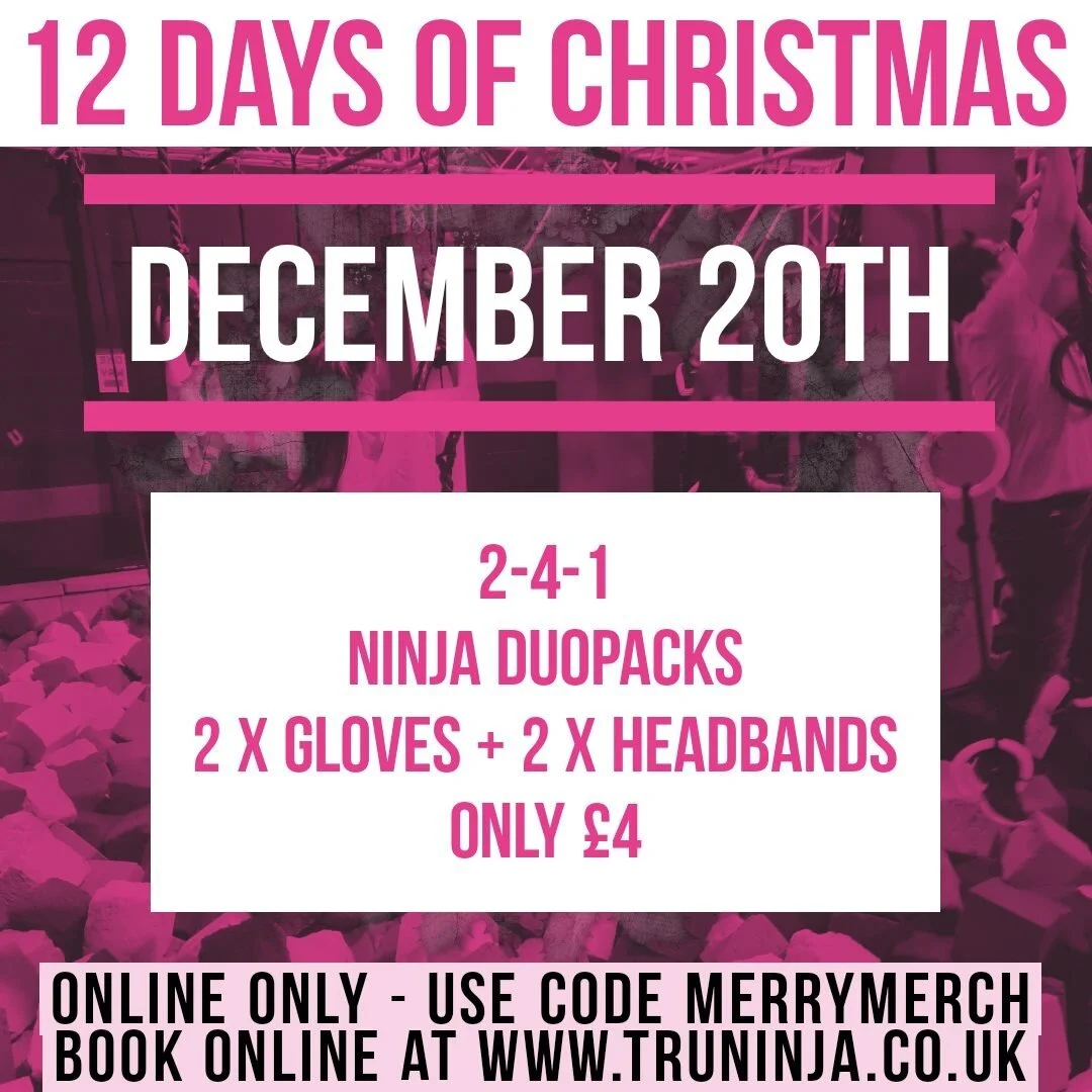 The only thing better than TRU NINJA MERCH is FREE TRU NINJA MERCH
👉🏻👉🏻Discount code only valid today! 👈🏻 👈🏻 

#truninja #official_tru_ninja #merch #warrington #christmas #12daysofchristamas #familydayout #dayoutcheshire #kidsactivities #kids