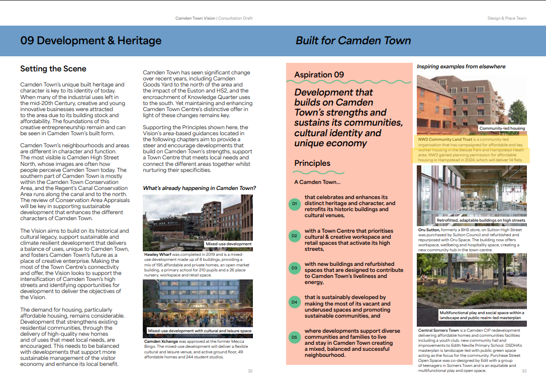 NW3 CLT mentioned in the draft Camden Town Vision