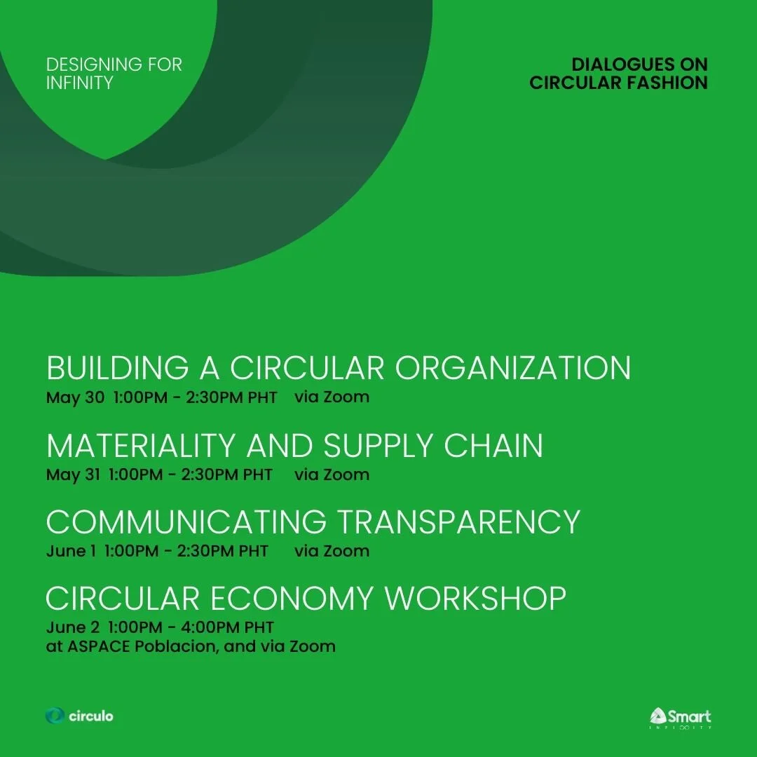 Designing for Infinity: Dialogues on Circular Fashion is happening in 2 days! Presented by @v.a.l.d.e.s.d.e.s.i.g.n.s and Circulo, in collaboration with @smartinfinity, this talk series and workshop will combine information and strategy as we discuss