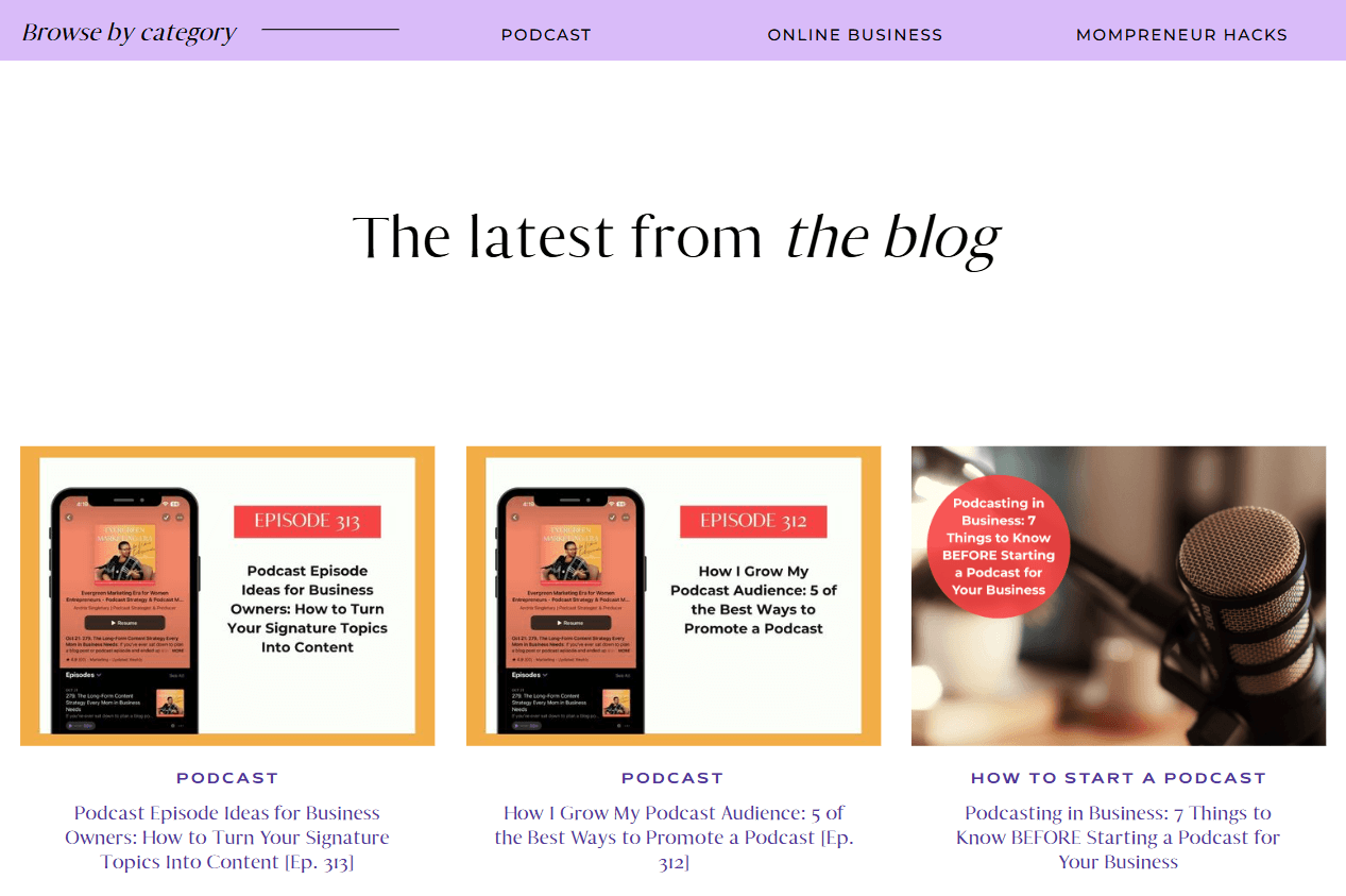 Example from website on how blogging for lead generation can grow a podcast.