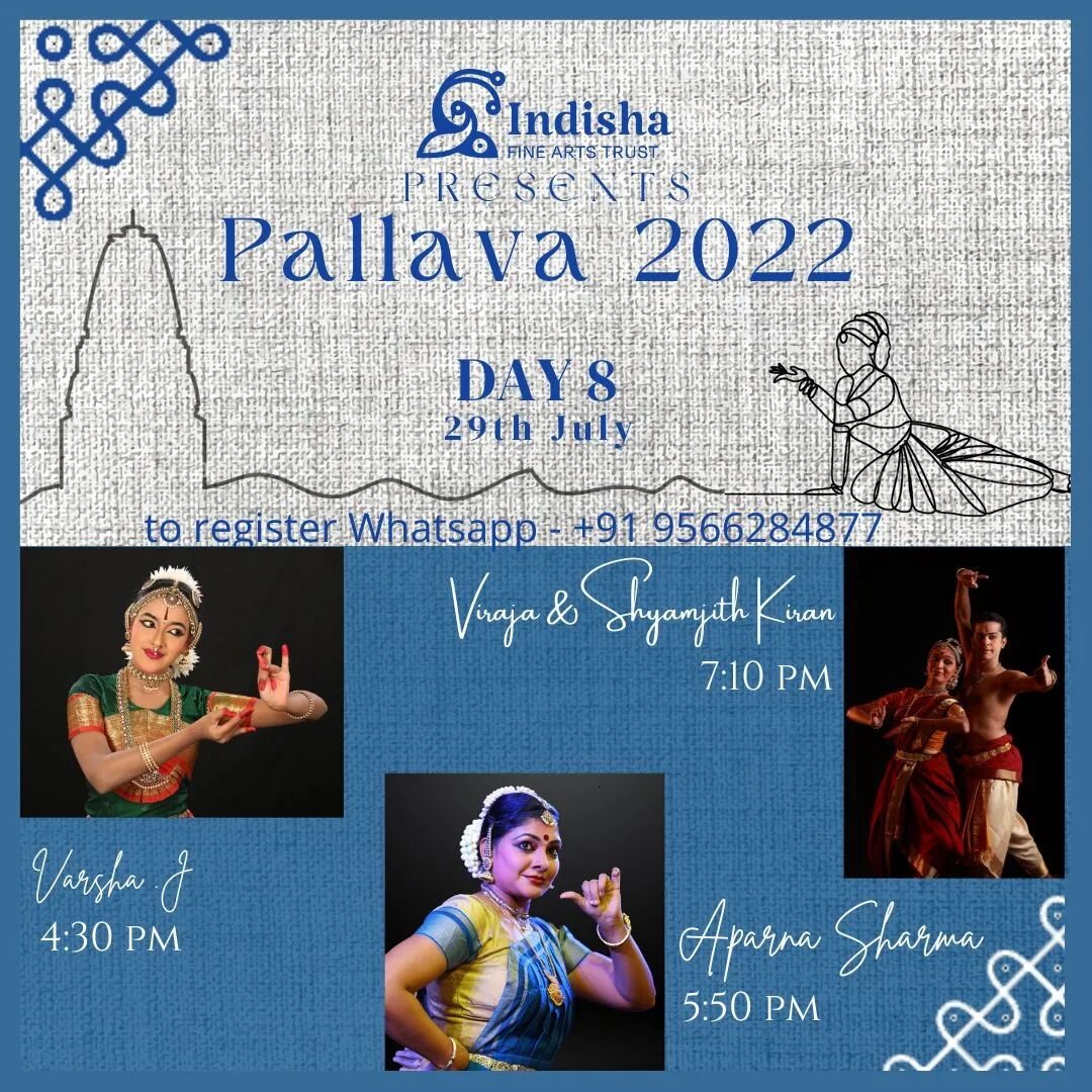 Namaskaram, 
Due an unforeseen family emergency Aparajita Anantharaman's performance has been cancelled. Varsha J will be perfoming in the respective slot.

Presenting Varsha J on 29th July, day 8 of Pallava 2022 at 4:30 pm.

To register you can reac