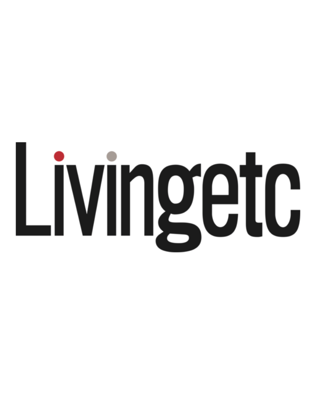 Livingtec logo with the name in black letters and two dots, one red and one gray, above the letters.