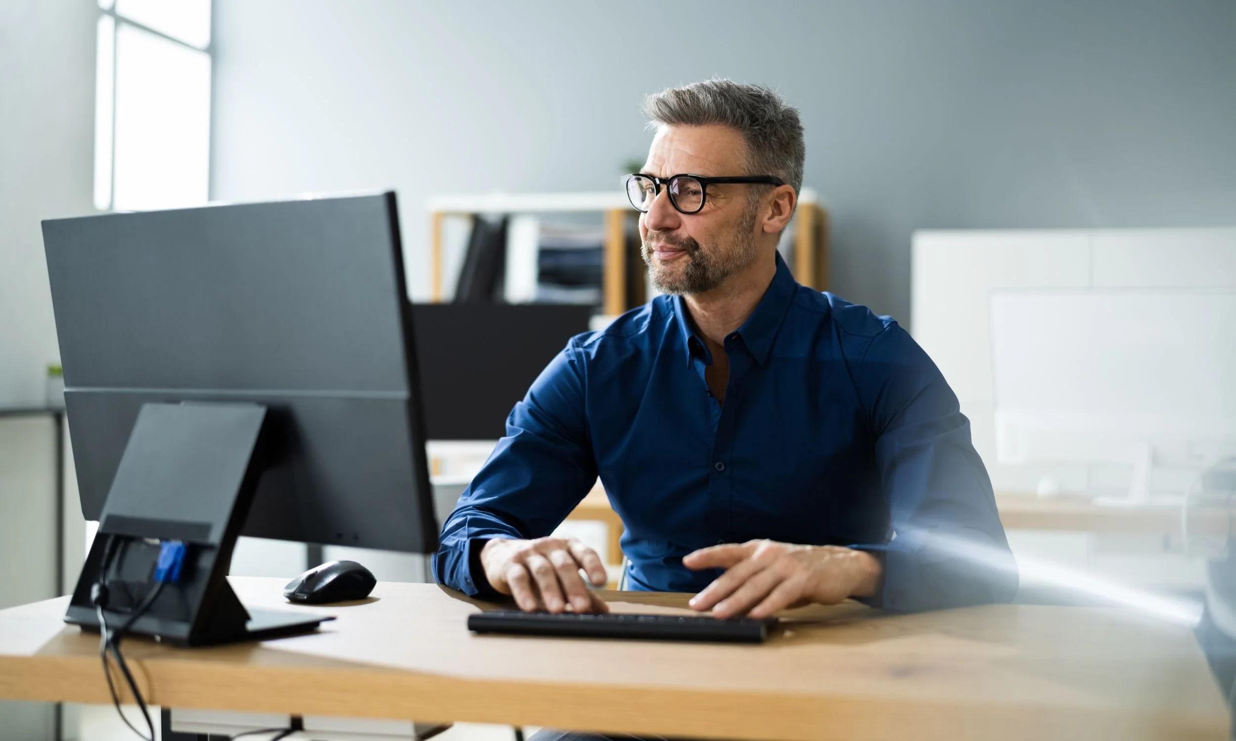 Executive at computer