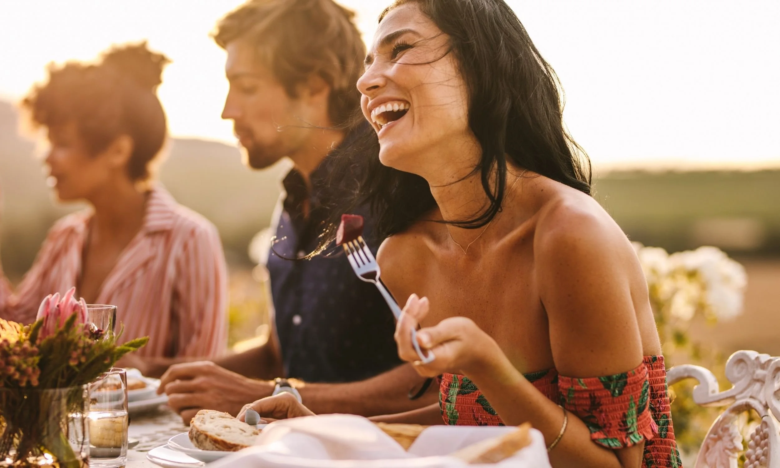 Friends at dinner party