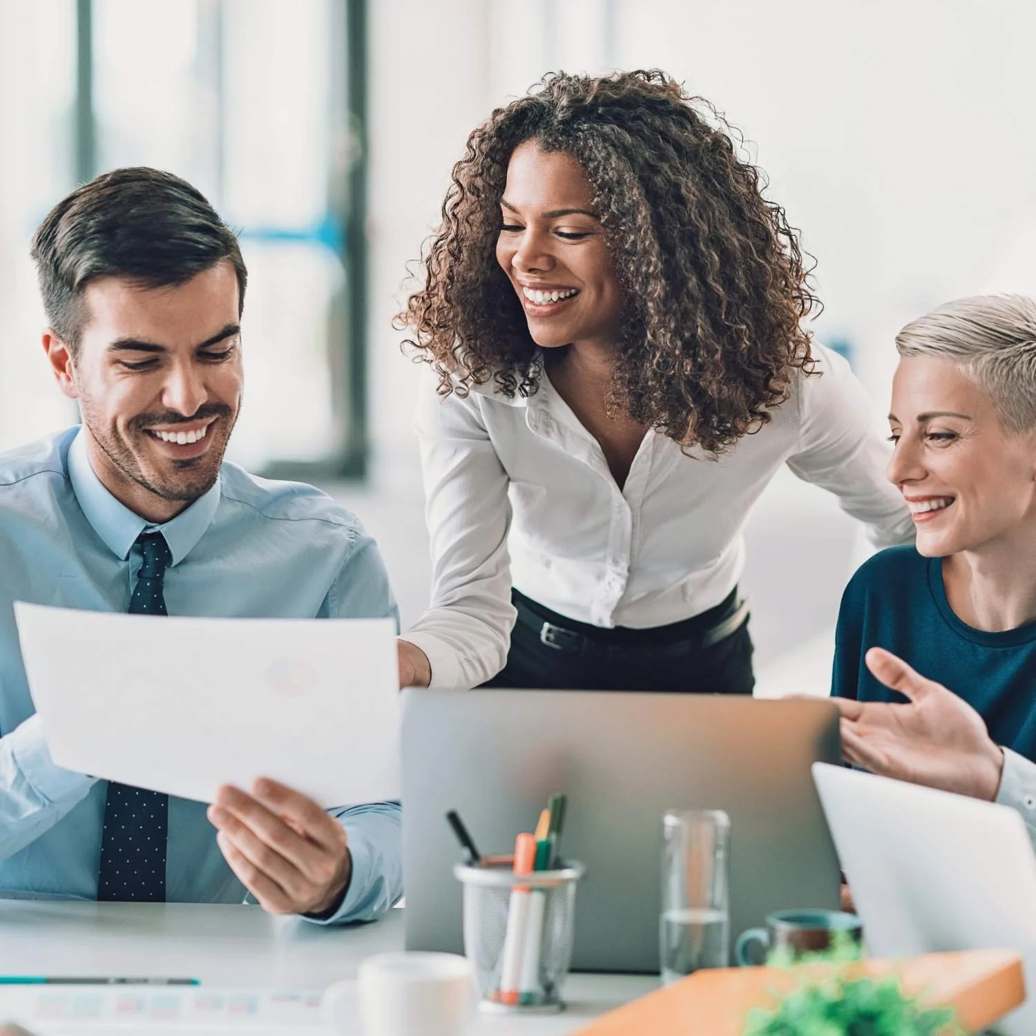 Leadership team collaborating during a meeting