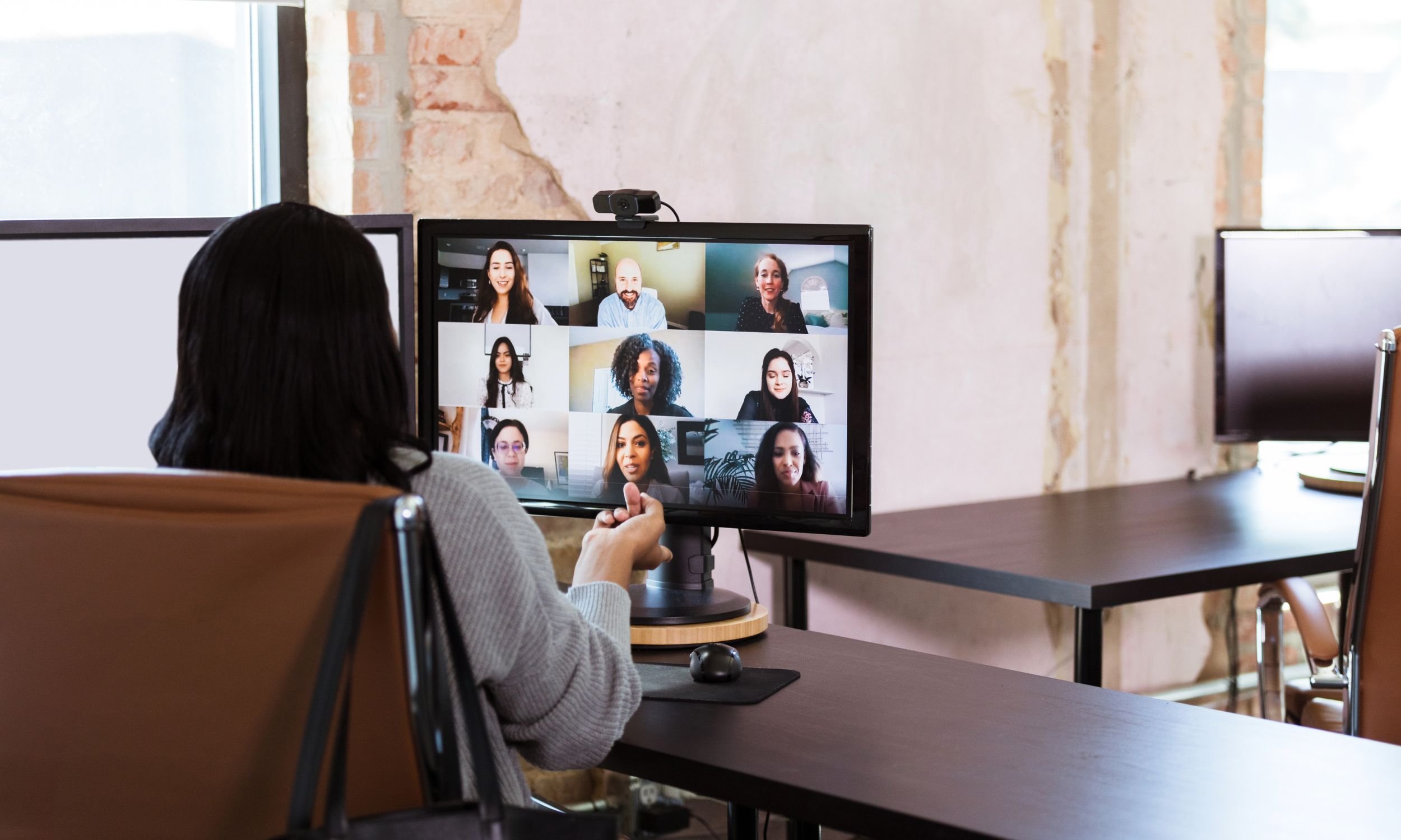 Woman on virtual call