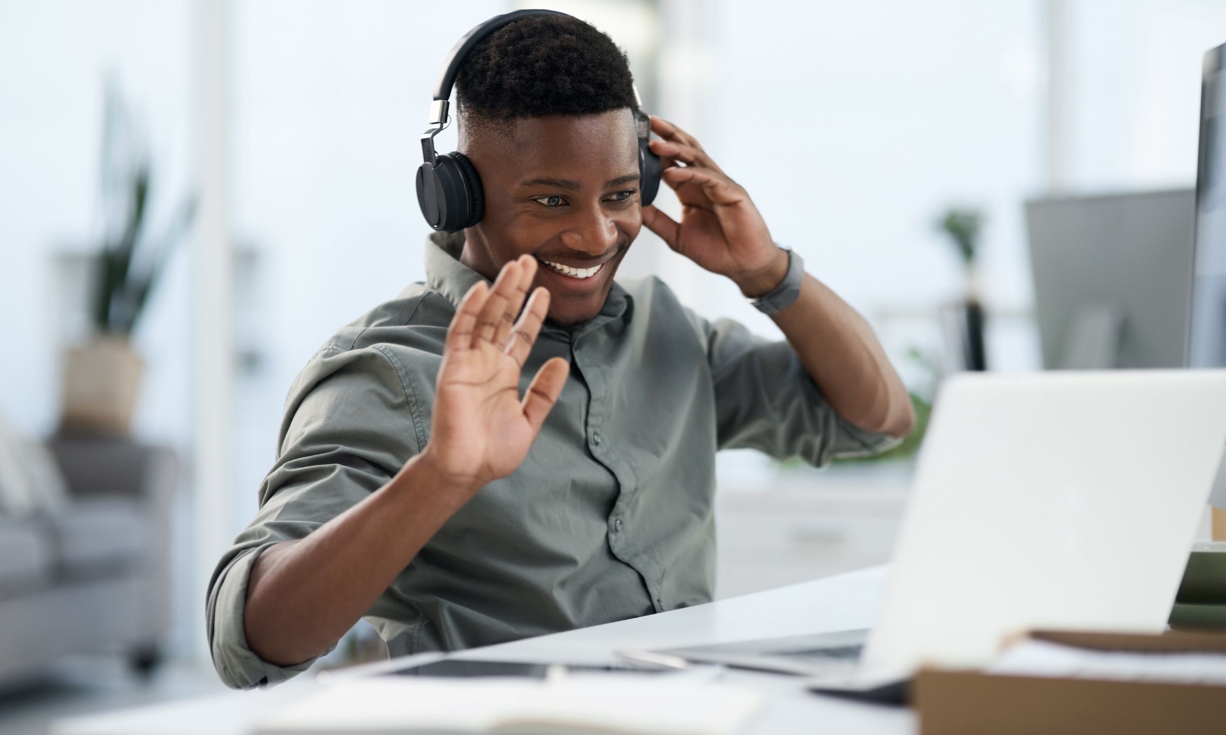 Man on virtual call