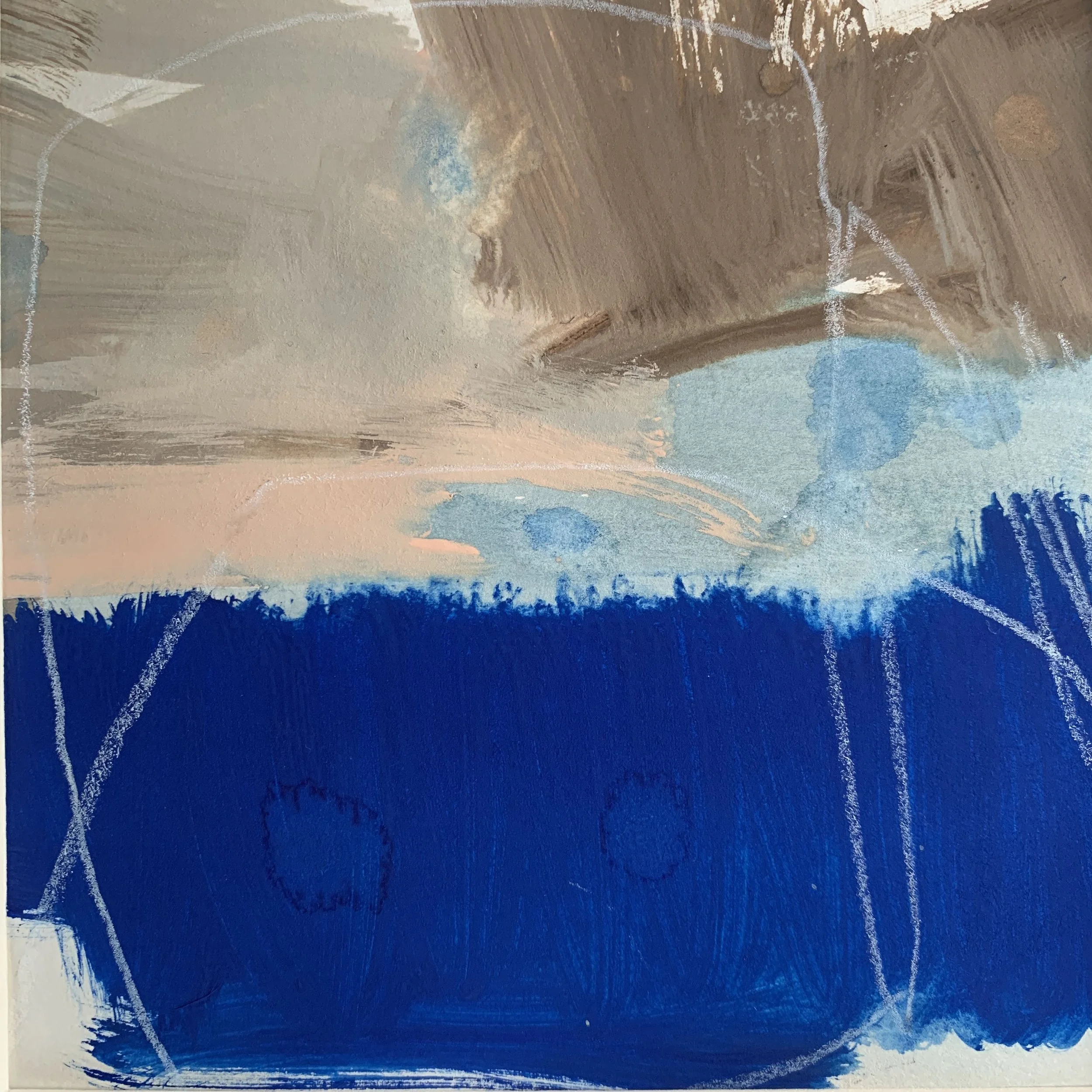 Original miniature abstract painting Les Goudes II by Benedicte Allee Art Studio