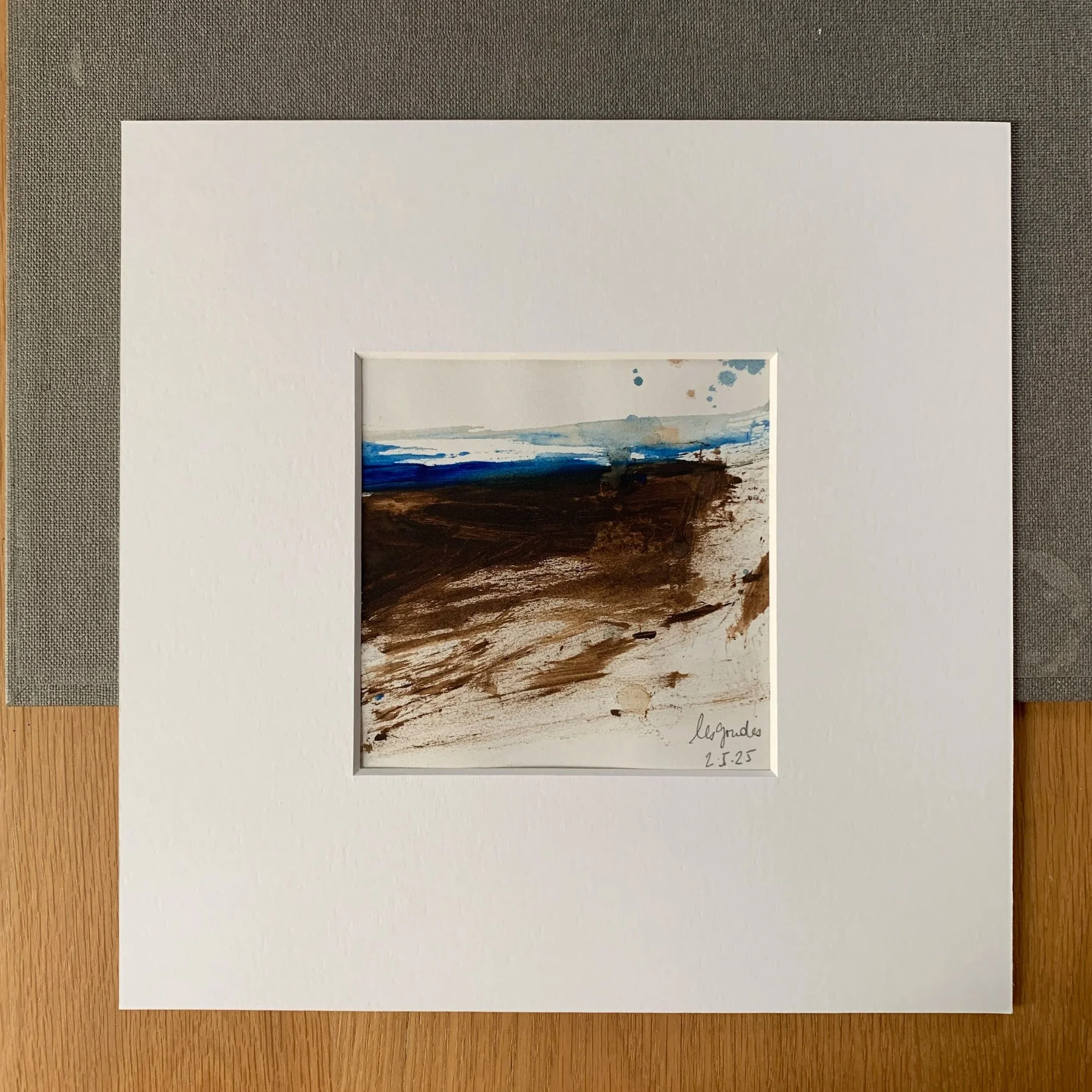 Original miniature abstract painting Les Goudes II by Benedicte Allee Art Studio