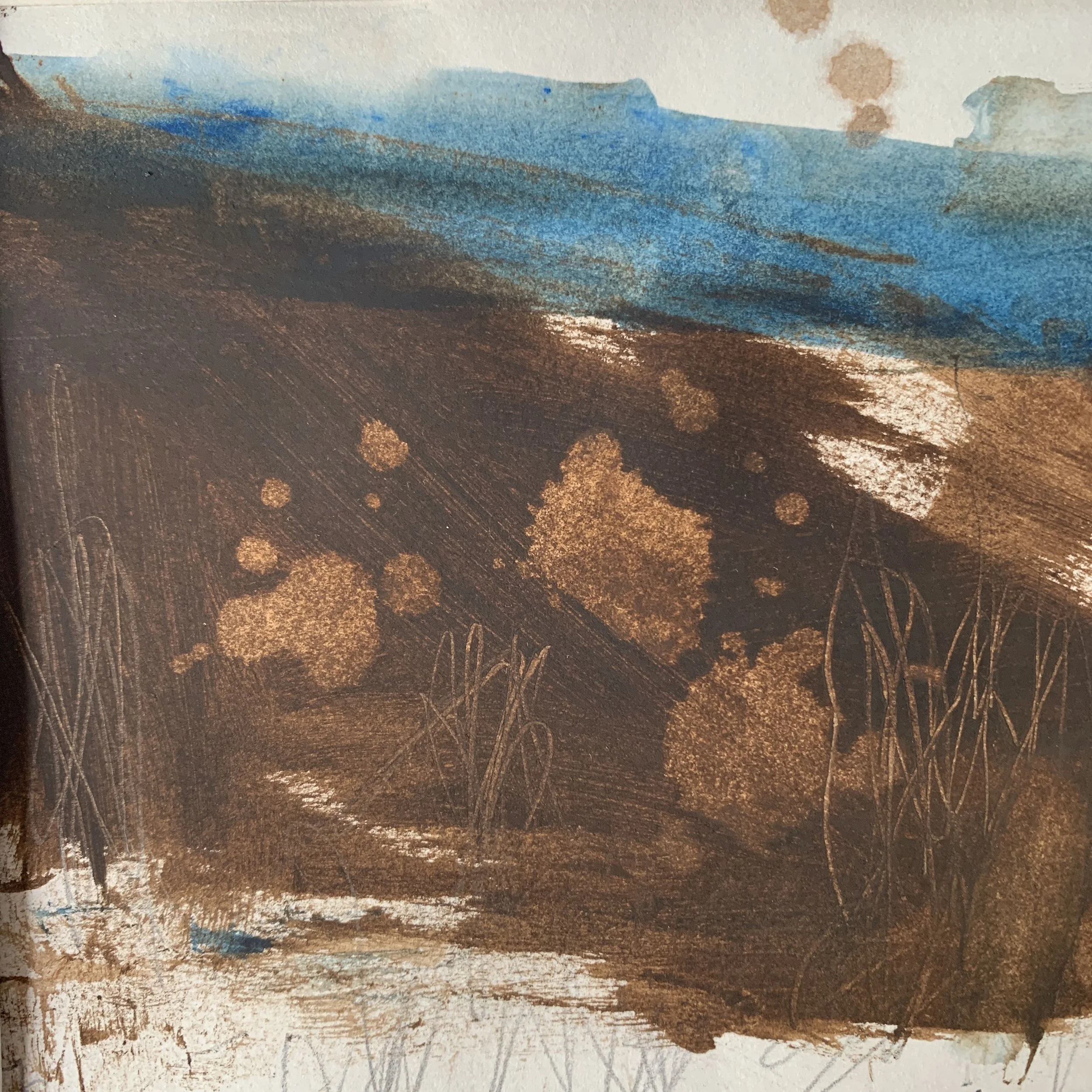 Original miniature abstract painting Les Goudes II by Benedicte Allee Art Studio