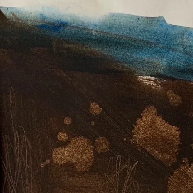 Original miniature abstract painting Les Goudes II by Benedicte Allee Art Studio