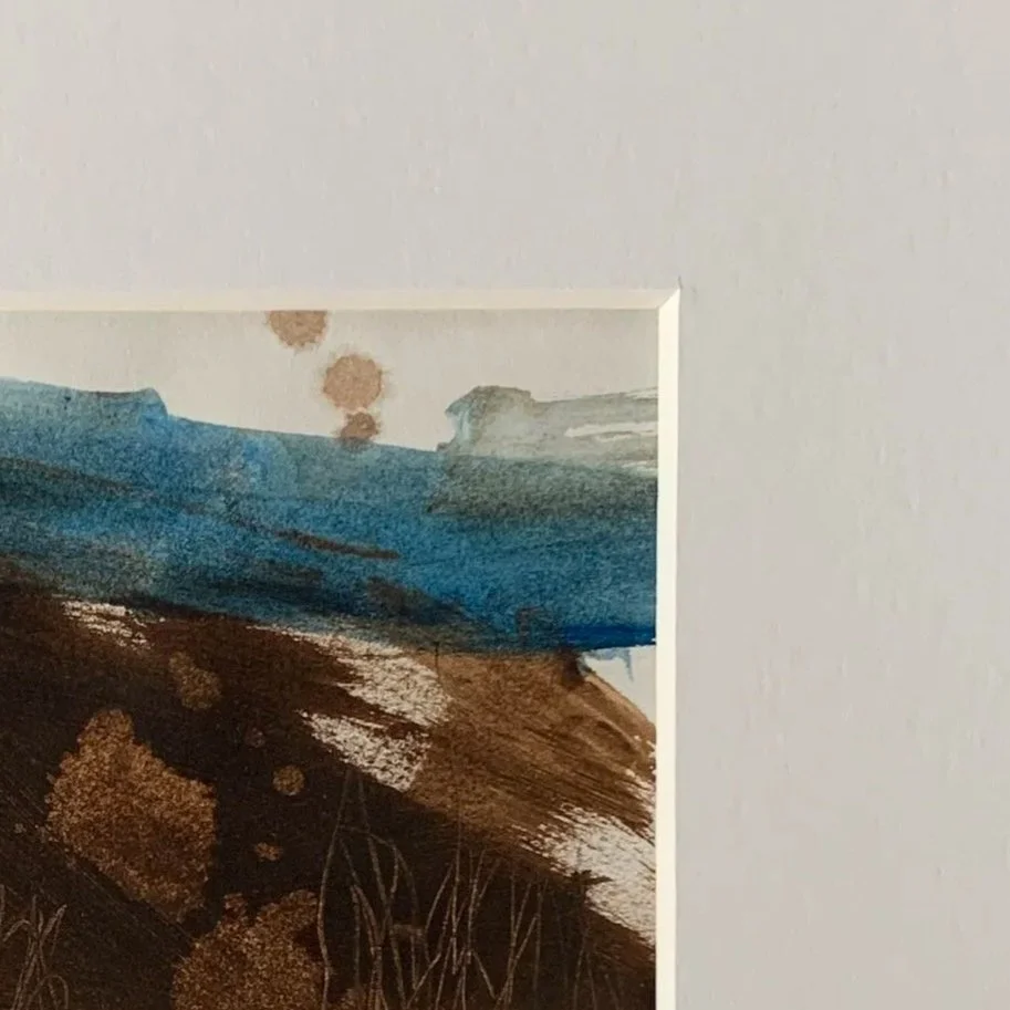 Original miniature abstract painting Les Goudes II by Benedicte Allee Art Studio  - close up