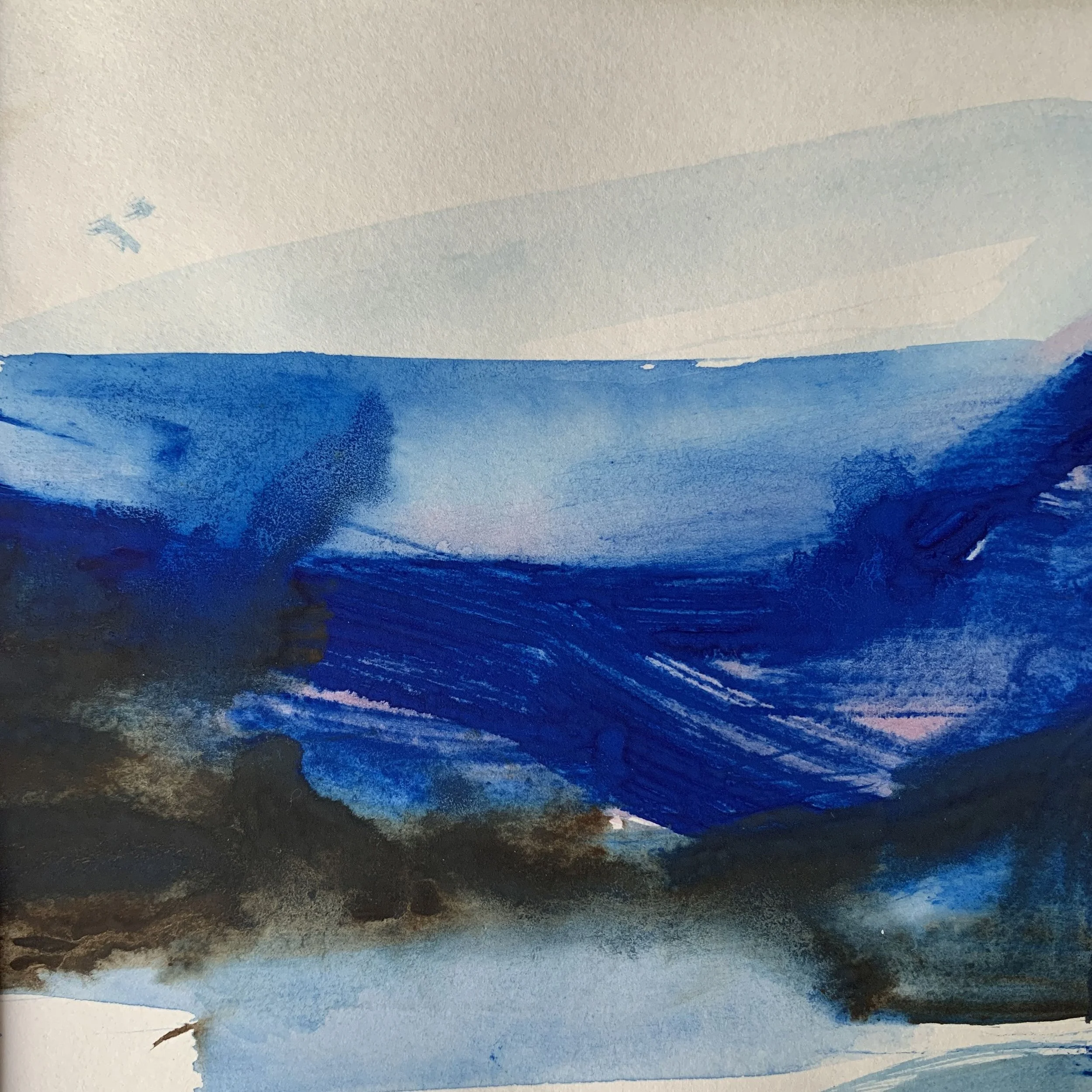 Original miniature abstract painting Les Goudes XI by Benedicte Allee Art Studio