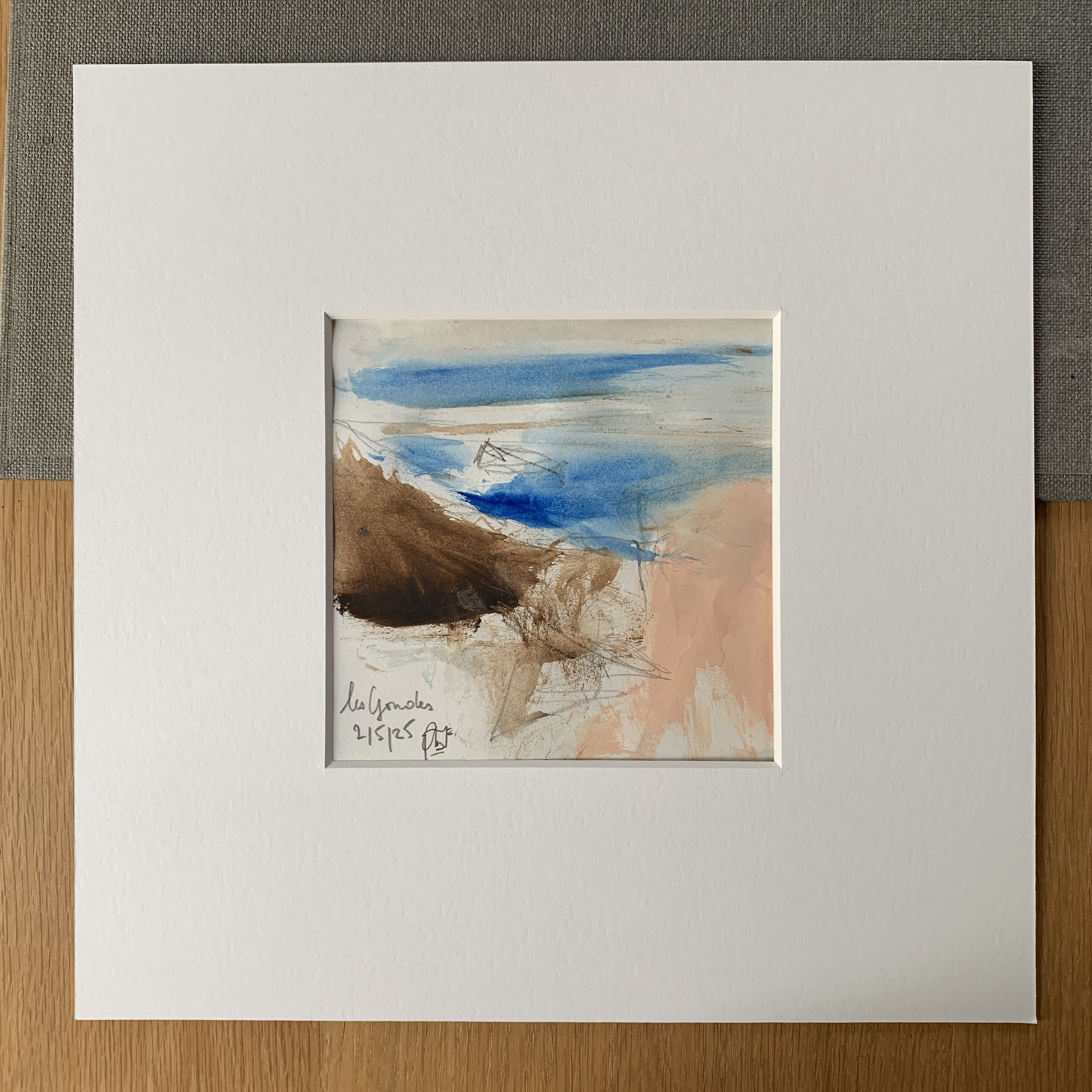 Original miniature abstract painting Les Goudes VIII by Benedicte Allee Art Studio