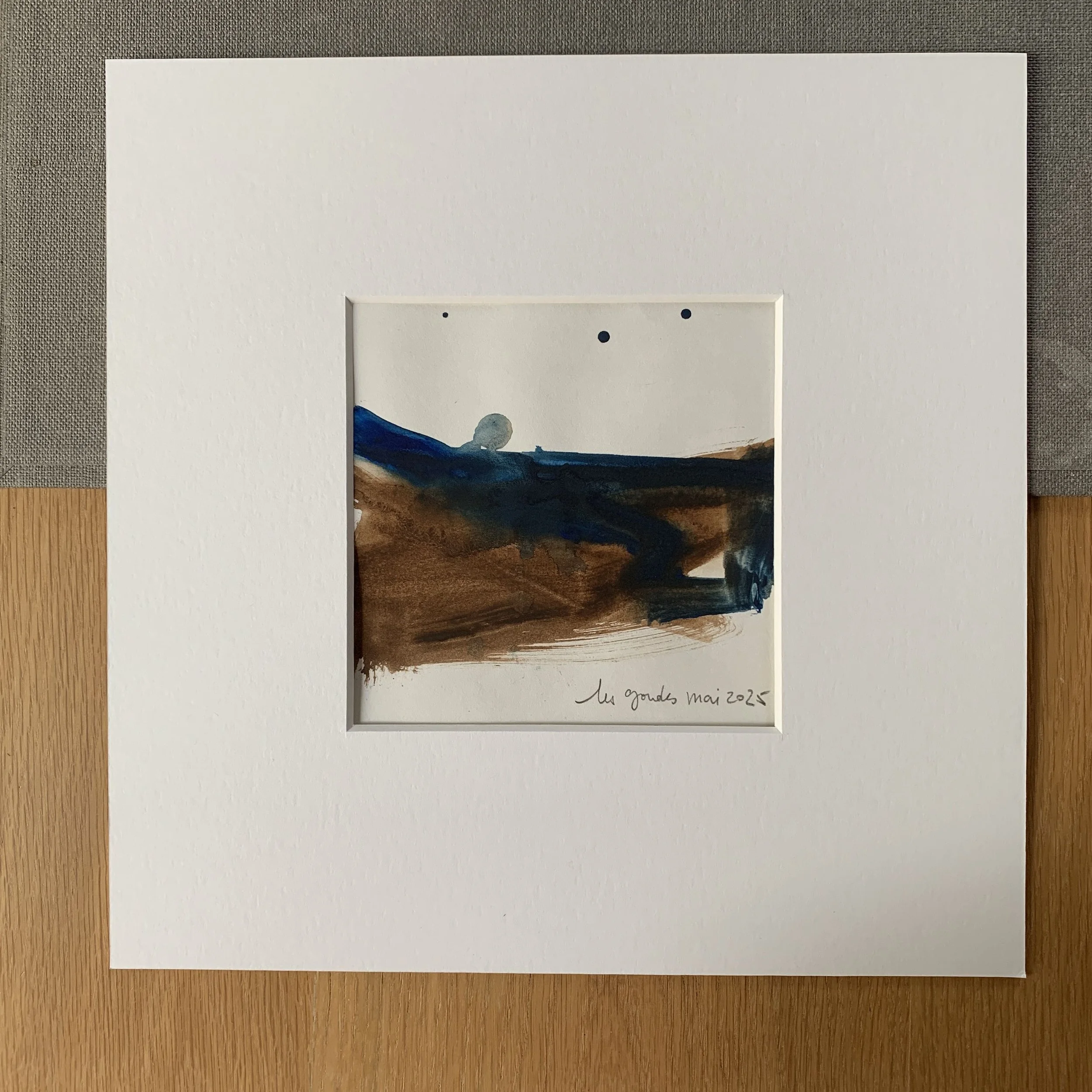 Original miniature abstract painting Les Goudes X by Benedicte Allee Art Studio