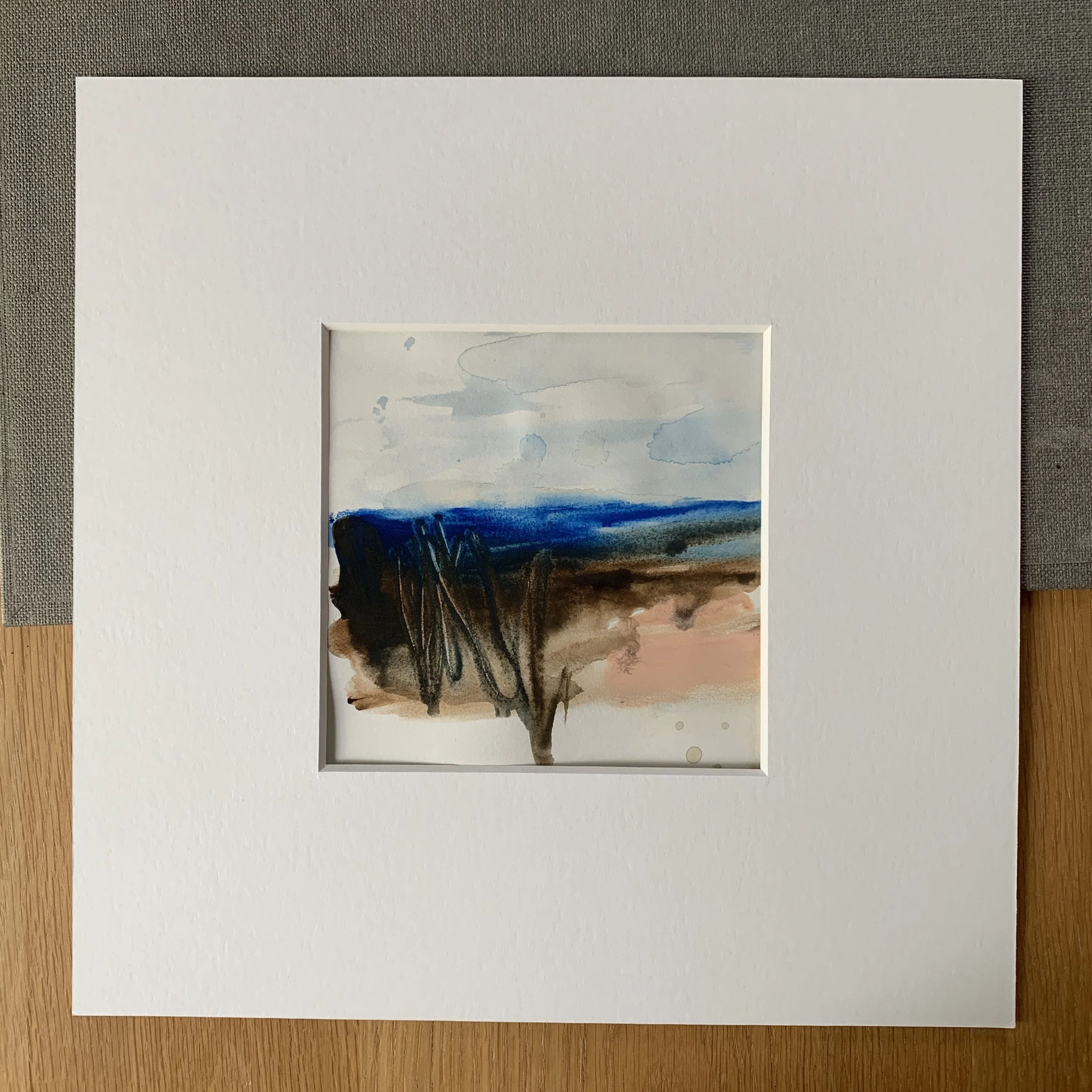 Original miniature abstract painting Les Goudes IV by Benedicte Allee Art Studio