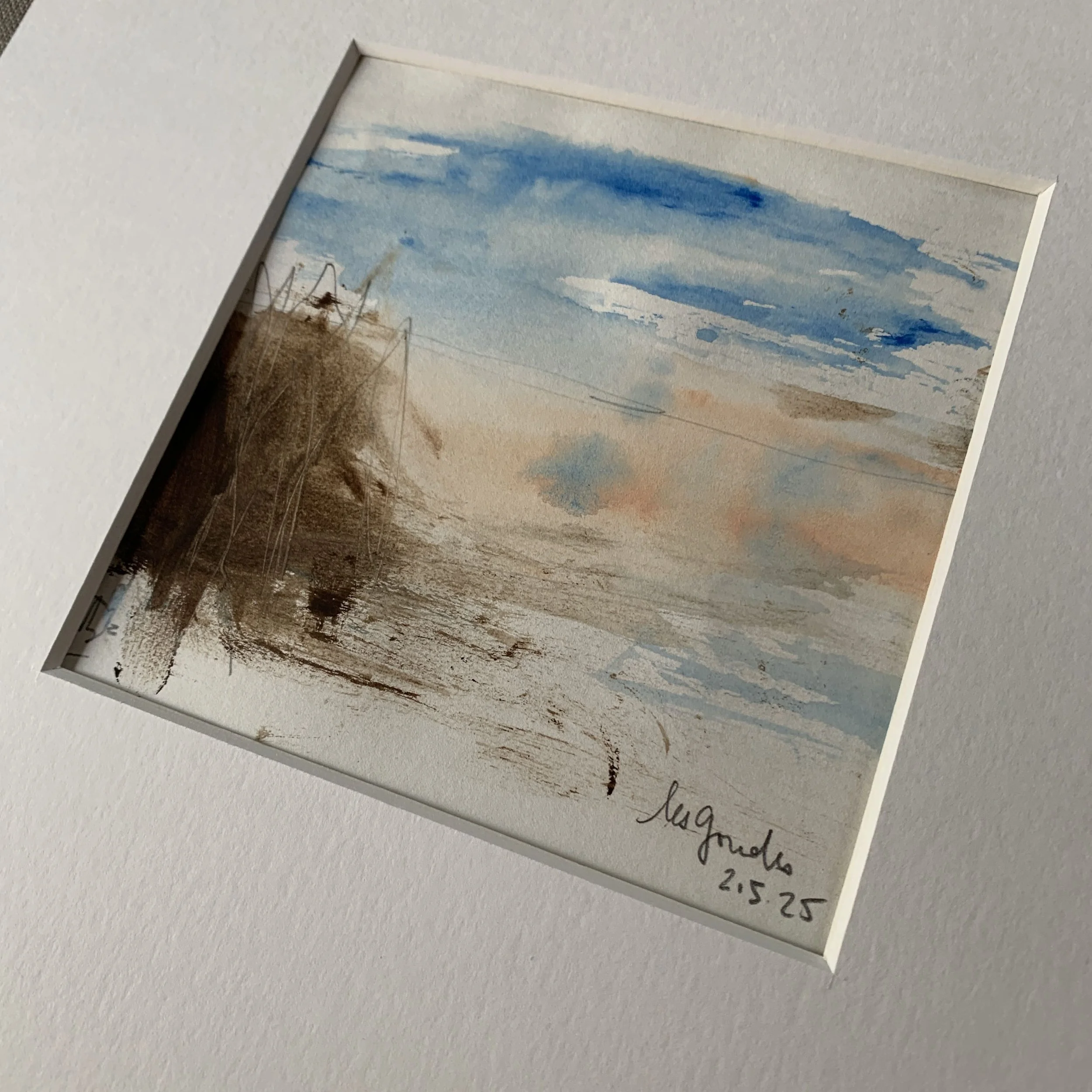 Original miniature abstract painting Les Goudes III by Benedicte Allee Art Studio