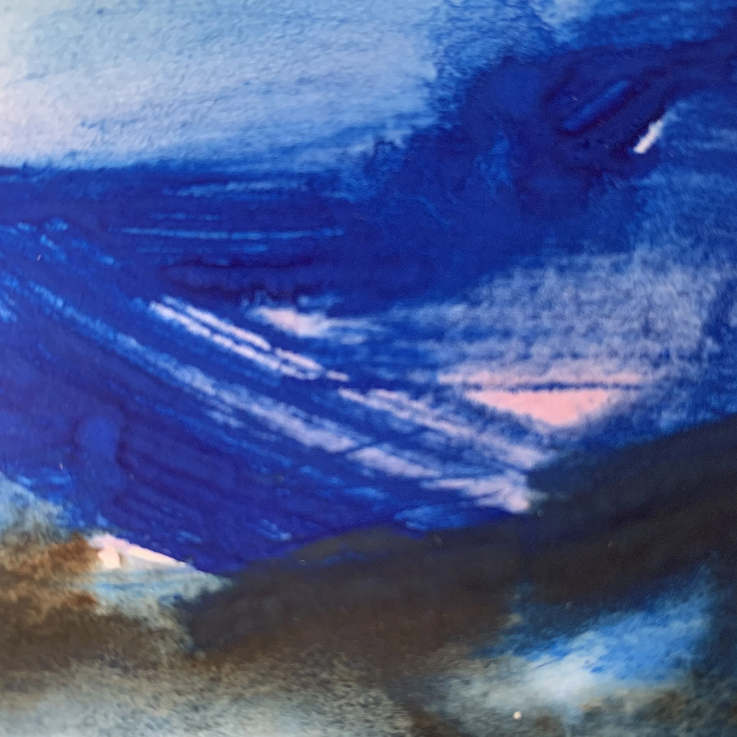 Original miniature abstract painting Les Goudes XI by Benedicte Allee Art Studio, close-up