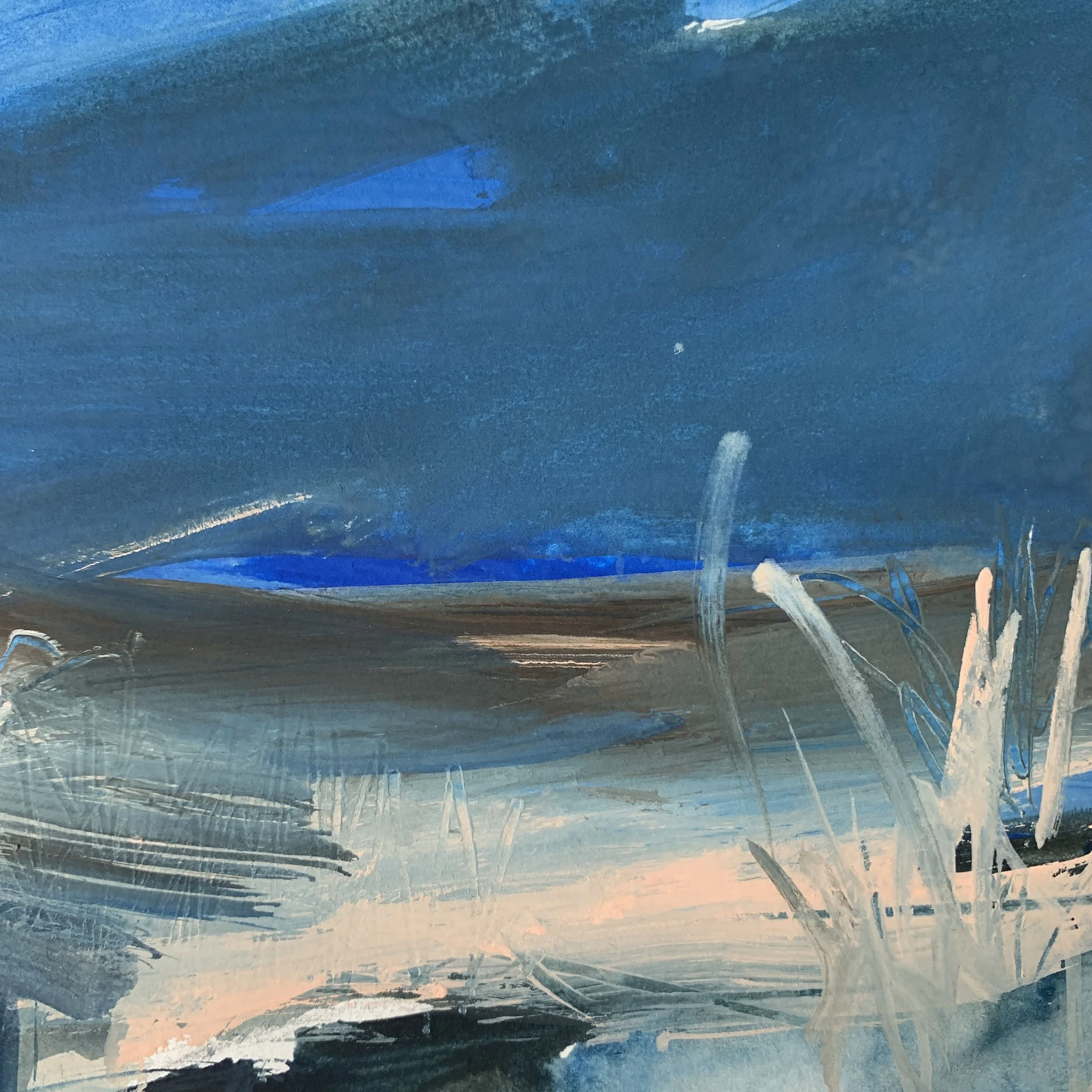 Original miniature abstract painting Les Goudes VII by Benedicte Allee Art Studio