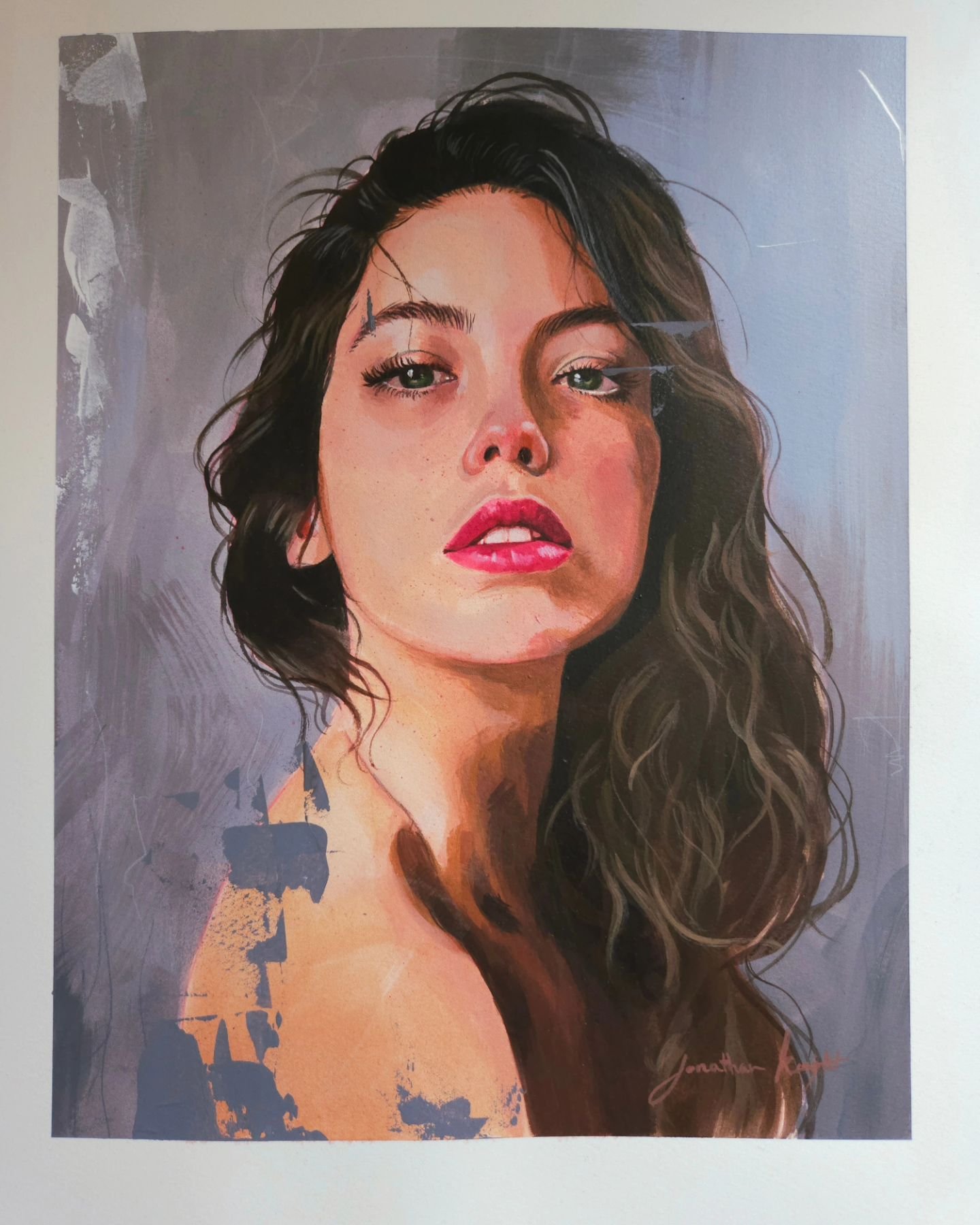 A portrait painting made with acrylics for my Acrylic painting course which you can now view over on my Patreon! (Link in bio) 
All lessons are available there covering every step of the process. There's a lesson on painting hair, painting eyes, lips