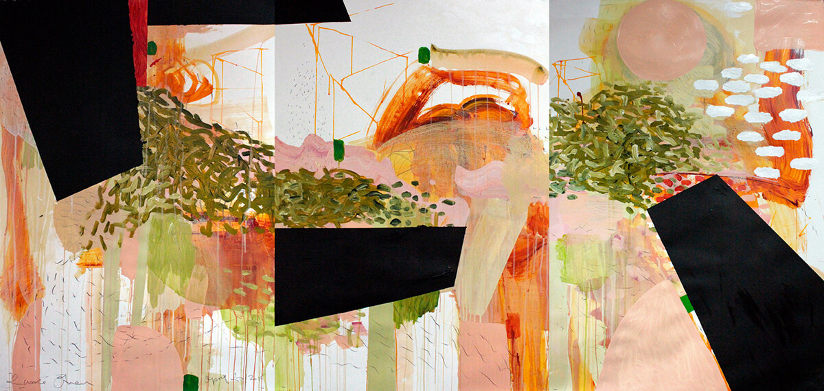  Lance Austin Olsen:  April,  2015, acrylic and pencil on rag paper, 244 x 112 cm    