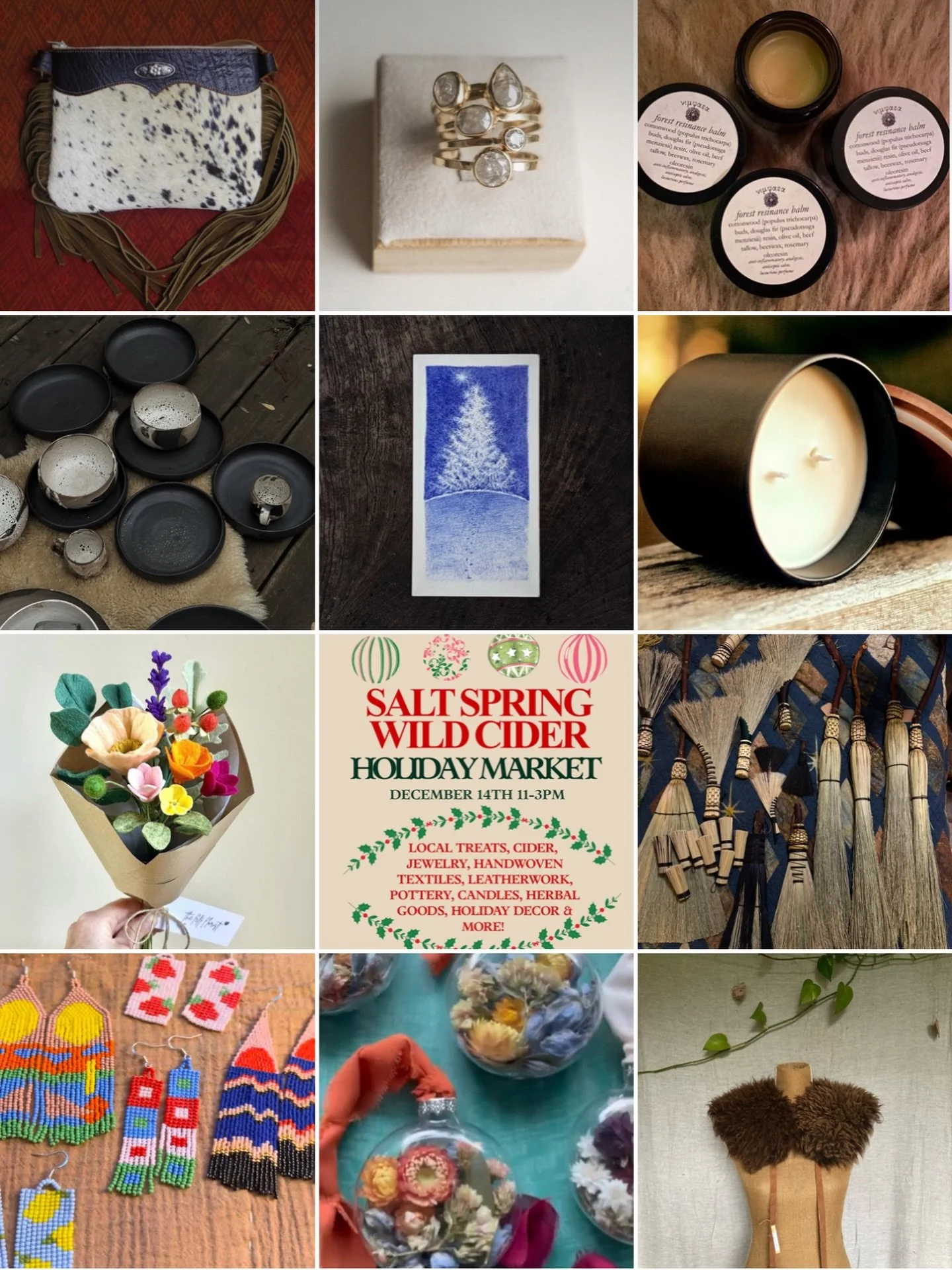 Our Holiday Market is tomorrow 11-3pm! 
Bring a friend, shop local, and find beautiful handmade gifts! 🎄🥂

#saltspringmarket #shoplocalssi