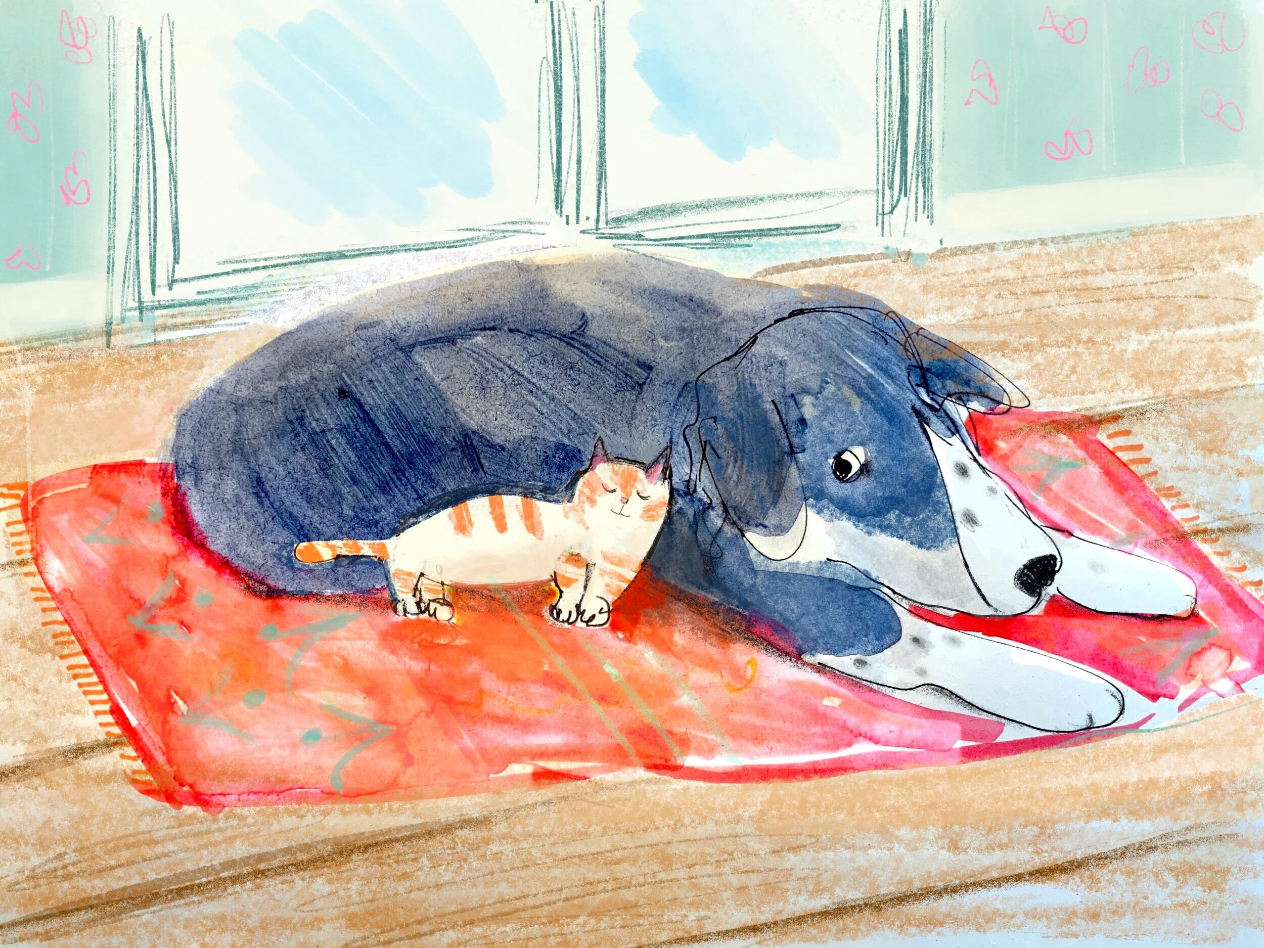 Harley and Roxy color test.jpg