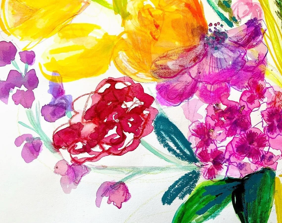 Sunday painting!

The flowers my friend Deree grows here in the Provence are the most unique, beautiful@and full of life. Her tulips open and close depending on the time of day and temperature- all the way (like little parachutes), halfway (like litt