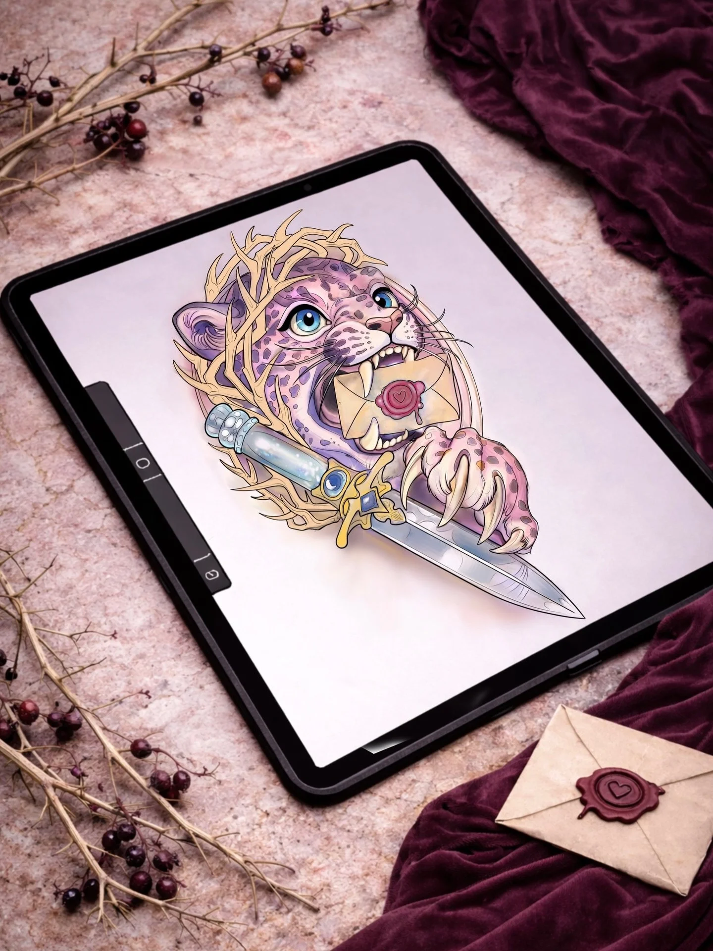 Available design, leopard and sword from The Bestiary: Wild Hunt series ✨

I take appts at @time_bomb_tattoo in Frederick, MD

If you&rsquo;re interested in these designs, or something like it, lets do it.