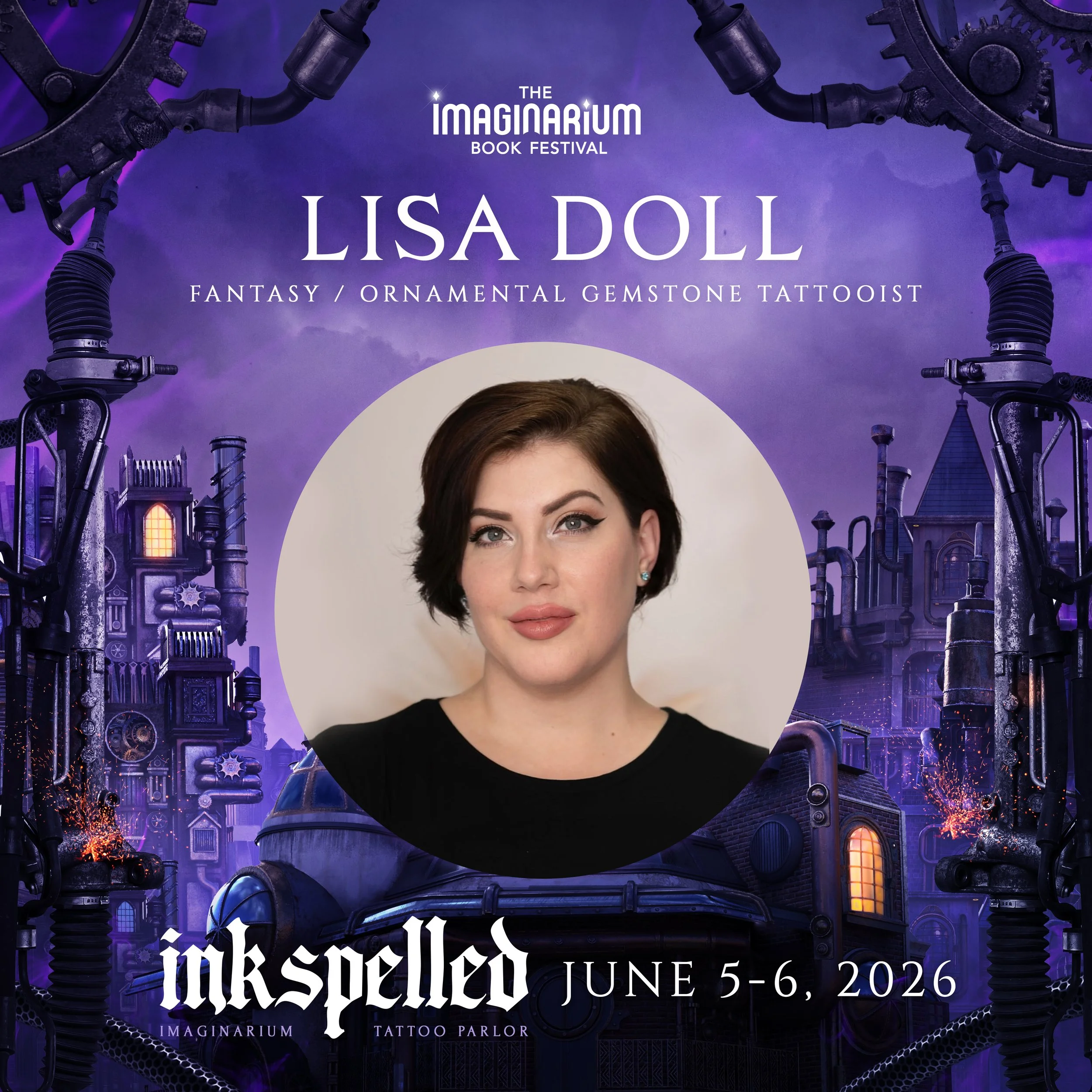 Promotional image for Lisa Doll tattooing at Imaginarium Book Festival in Washington, DC