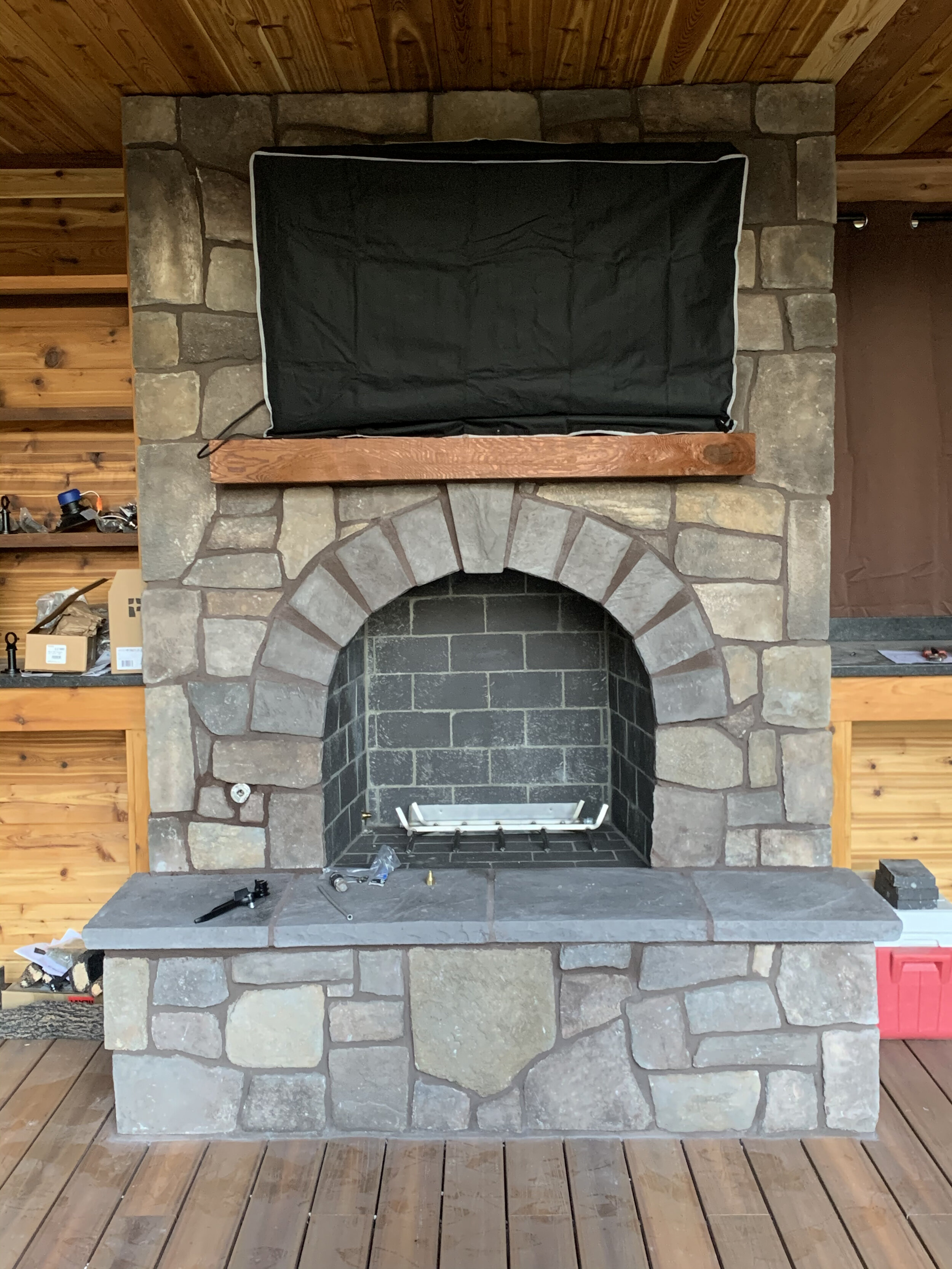 Indoor Outdoor Brick Stone Fireplace, How To Repair Outdoor Fireplace
