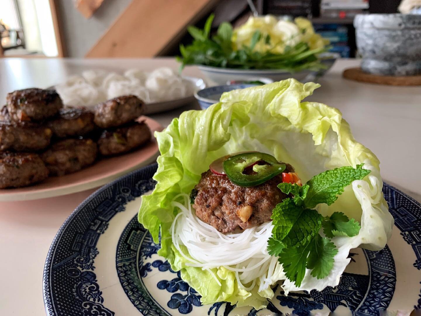 In #Vietnamese cooking, when we say wraps, we're often referring to using rice paper or lettuce leaves to roll noodles, a savoury item, and fresh herbs together.

Here's a sneak peek at the recipe I am developing this month; grilled game wraps. My ne