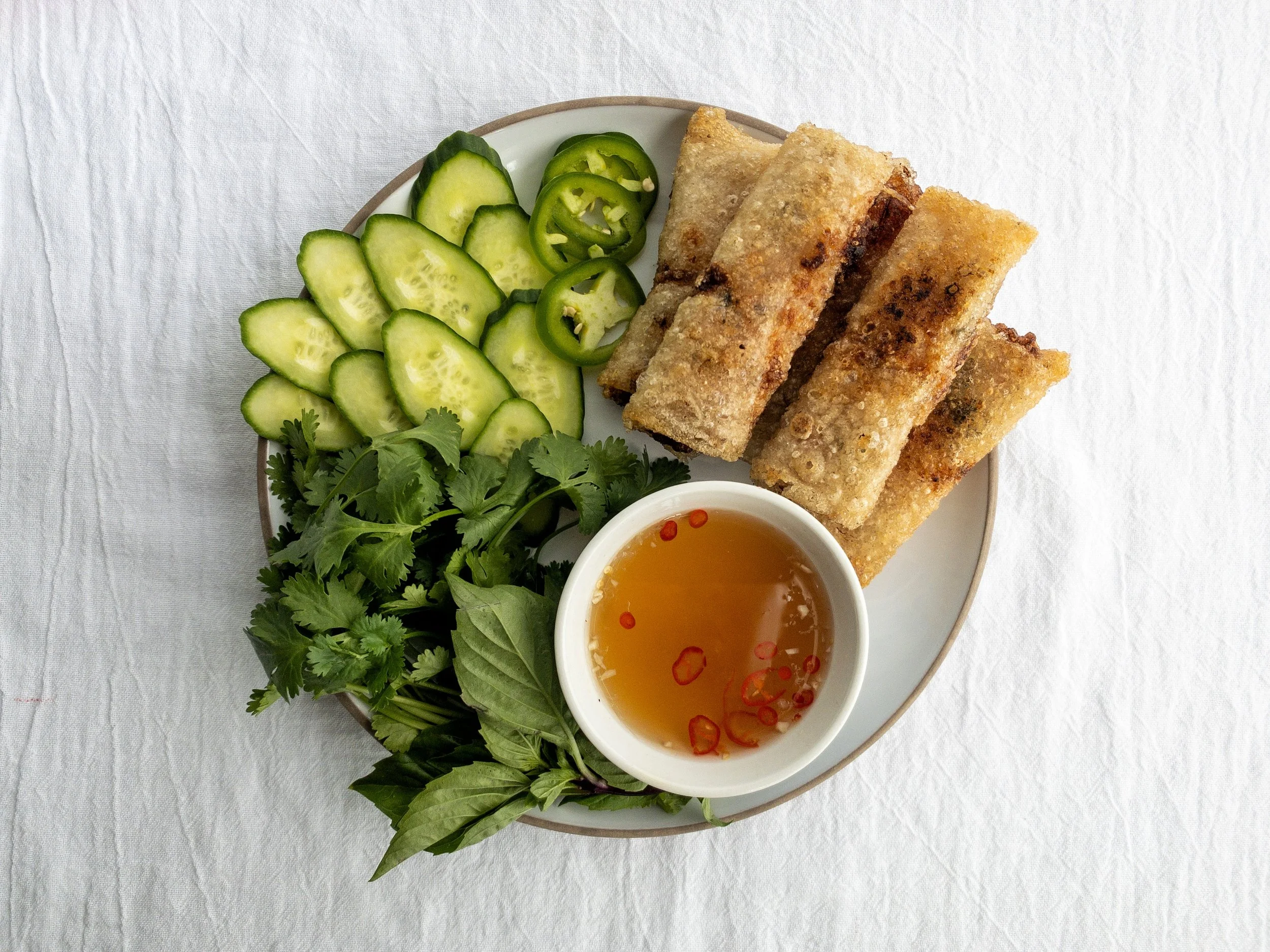 Mama Ly's Spring Rolls with Rice Paper, Caribou, Prawns & Pork
