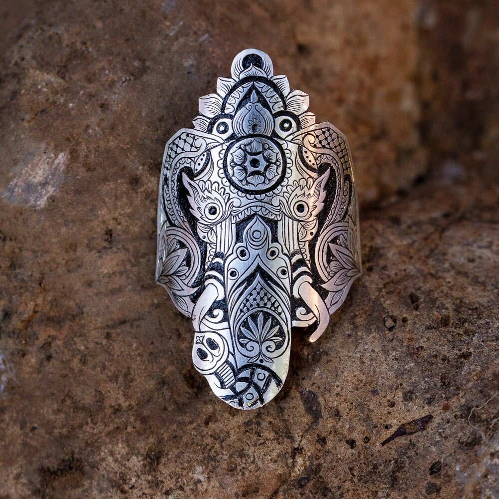 This sterling silver engraved elephant is my take on a Ganesh-inspired design and a match to the head badge I posted earlier for @bike.as.art. It'll go on the seat tube of his custom @natezukas frame. ⁠
⁠
It's been a while since I worked on anything 
