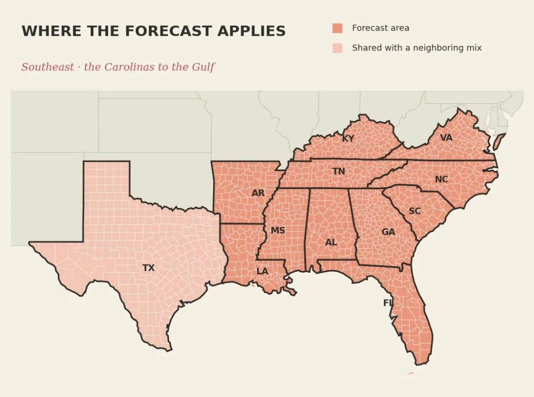 Map of the Southeast forecast area