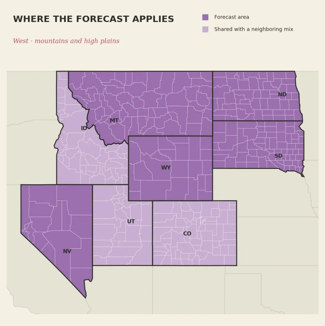 Map of the West forecast area