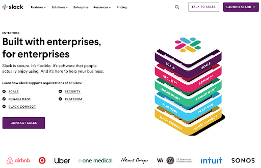 Revamped Slack enteprise page