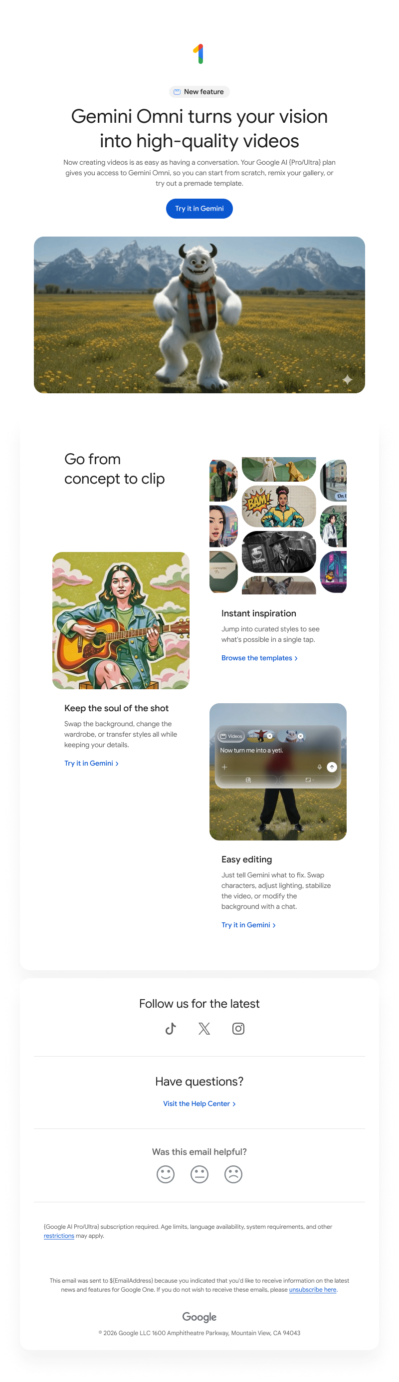 Gemini Omni onboarding email