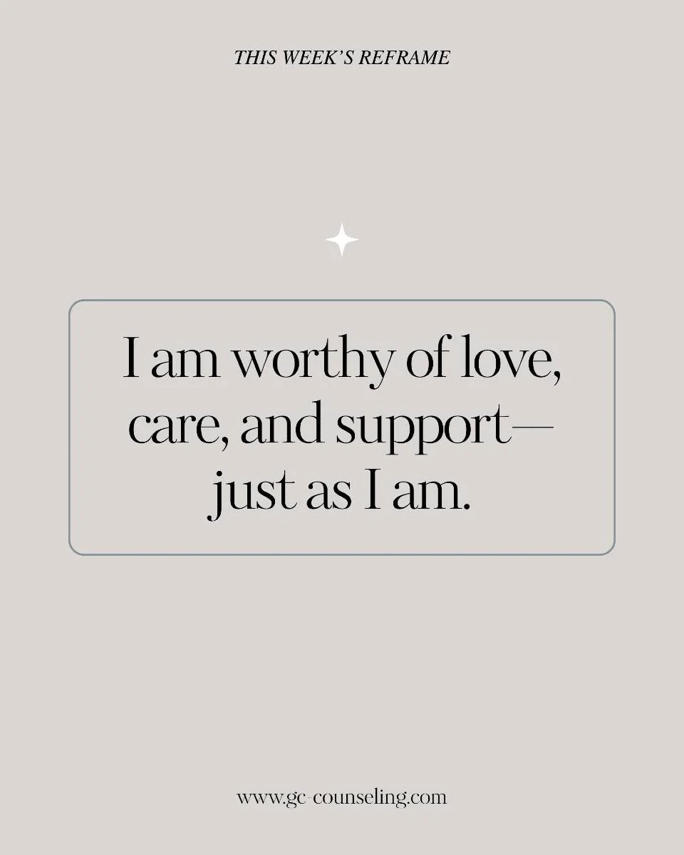 ✨ This Week&rsquo;s Reframe
&ldquo;I am worthy of love, care, and support&mdash;just as I am.&rdquo;

You don&rsquo;t need to earn worthiness. It&rsquo;s already yours. You deserve connection, kindness, and healing&mdash;no conditions required.

#thi