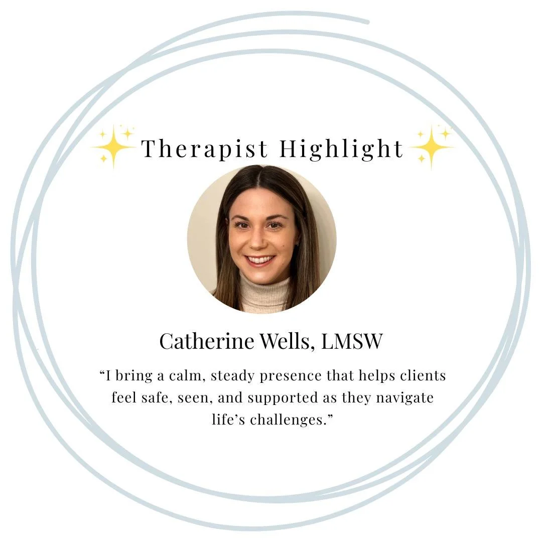 ⭐Therapist Highlight &mdash; Catherine Wells, LMSW⭐

Catherine Wells, LMSW, brings a calm, steady presence to her work with clients&mdash;creating a space where real healing and meaningful change can unfold.

Catherine works with adults who are navig