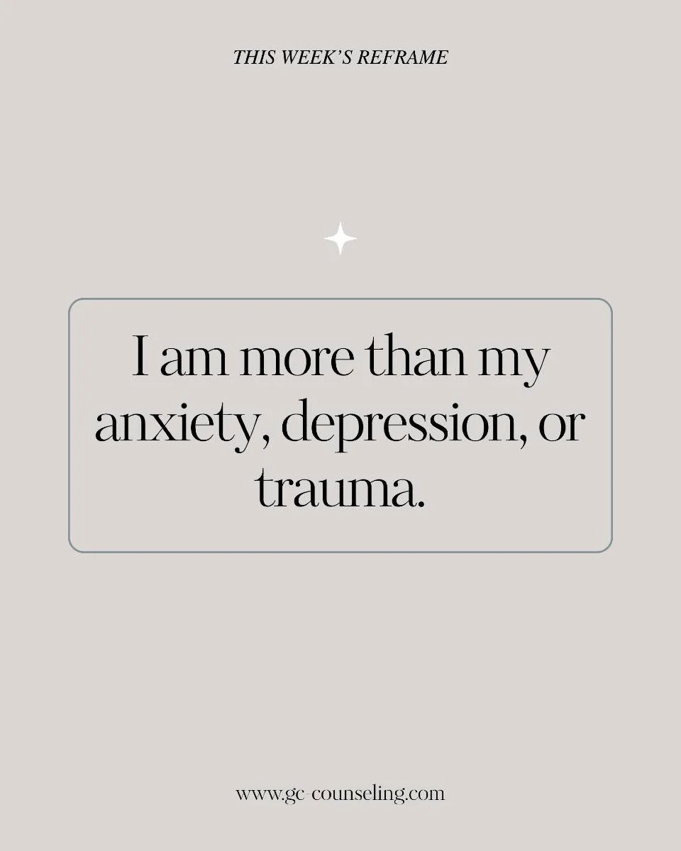✨ This Week&rsquo;s Reframe
&ldquo;I am more than my anxiety, depression, or trauma.&rdquo;

Your challenges do not define you. You are whole, resilient, and capable of growth. There is so much more to your story.

#thisweeksreframe #anxietyhelp #dep