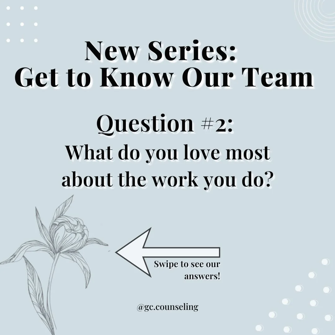 Question 2 of Meet the GC Counseling Team ✨

🤍 What do you love most about the work you do?

The heart behind this work shows up in every answer.

Swipe to meet our team and hear what they love most about being therapists &rarr;
#buffalotherapy #wny