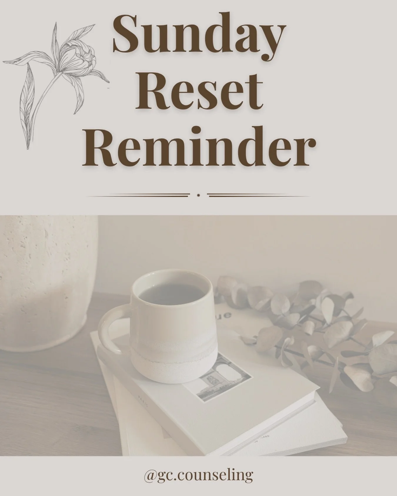 You do not need to have everything figured out tonight.
Take a breath. Reset where you can.
Small steps still count! 

#sundayreset #mentalhealth #therapy #counseling