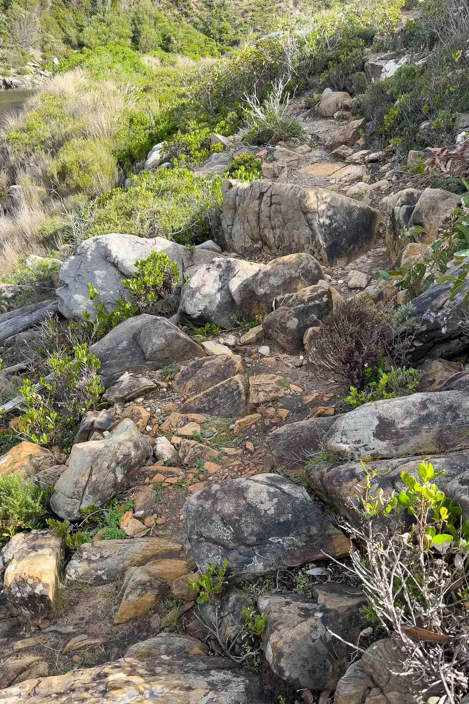 short section of rough rocky track